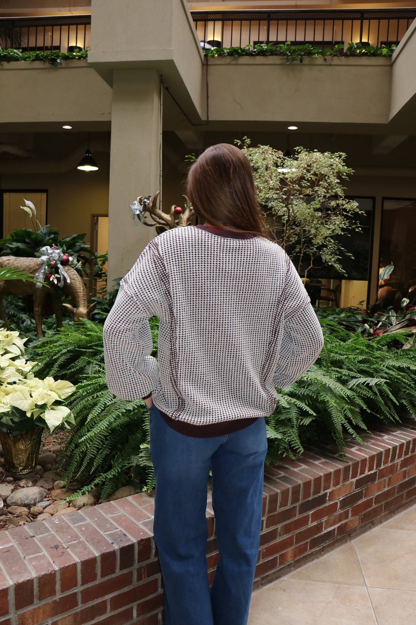 Oversized Waffle Knit Casual Top