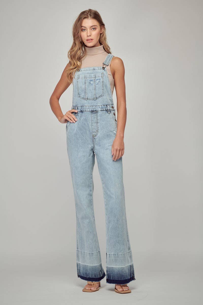 Light Wash Flare Overalls