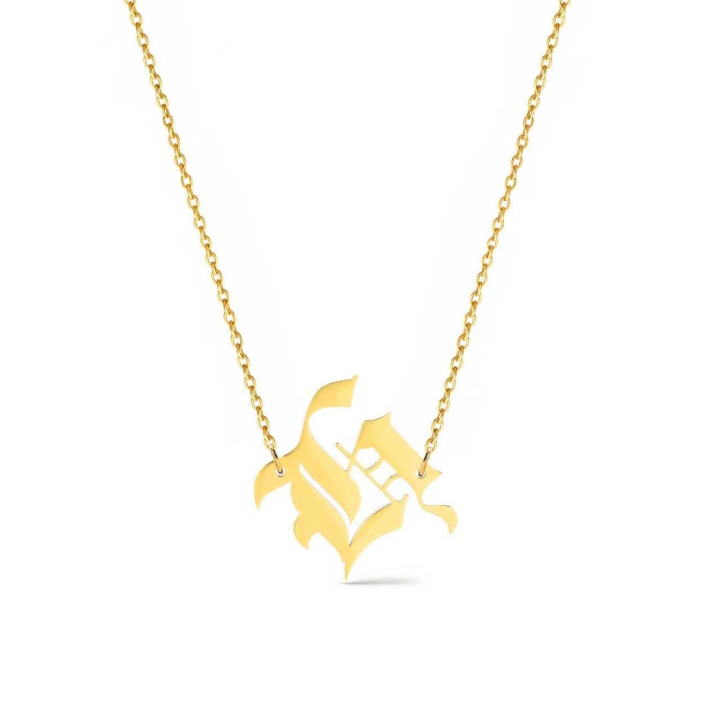 Timeless Gothic Initial Necklace, Waterproof Steel