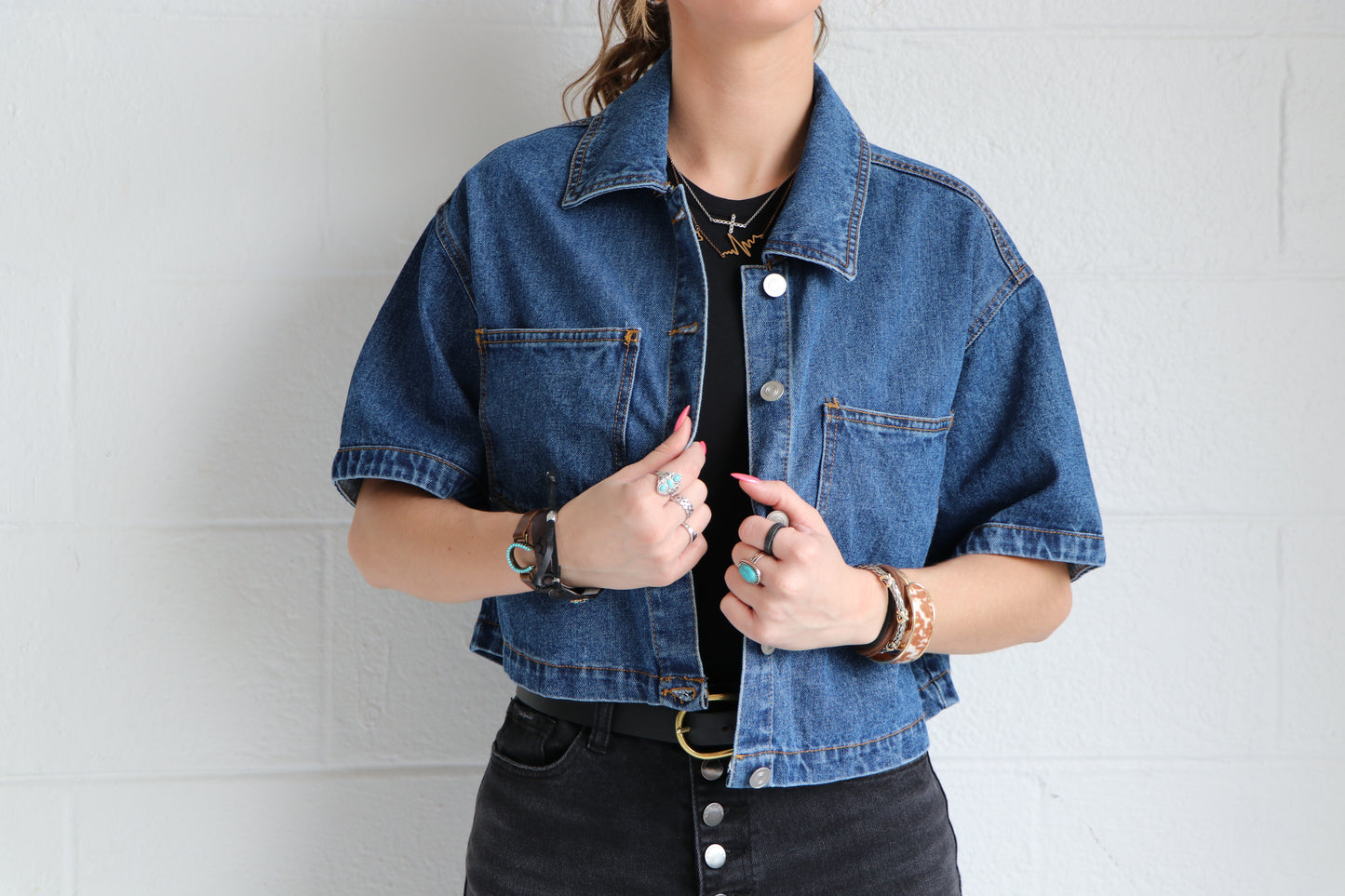 The Out West Cropped Denim Top