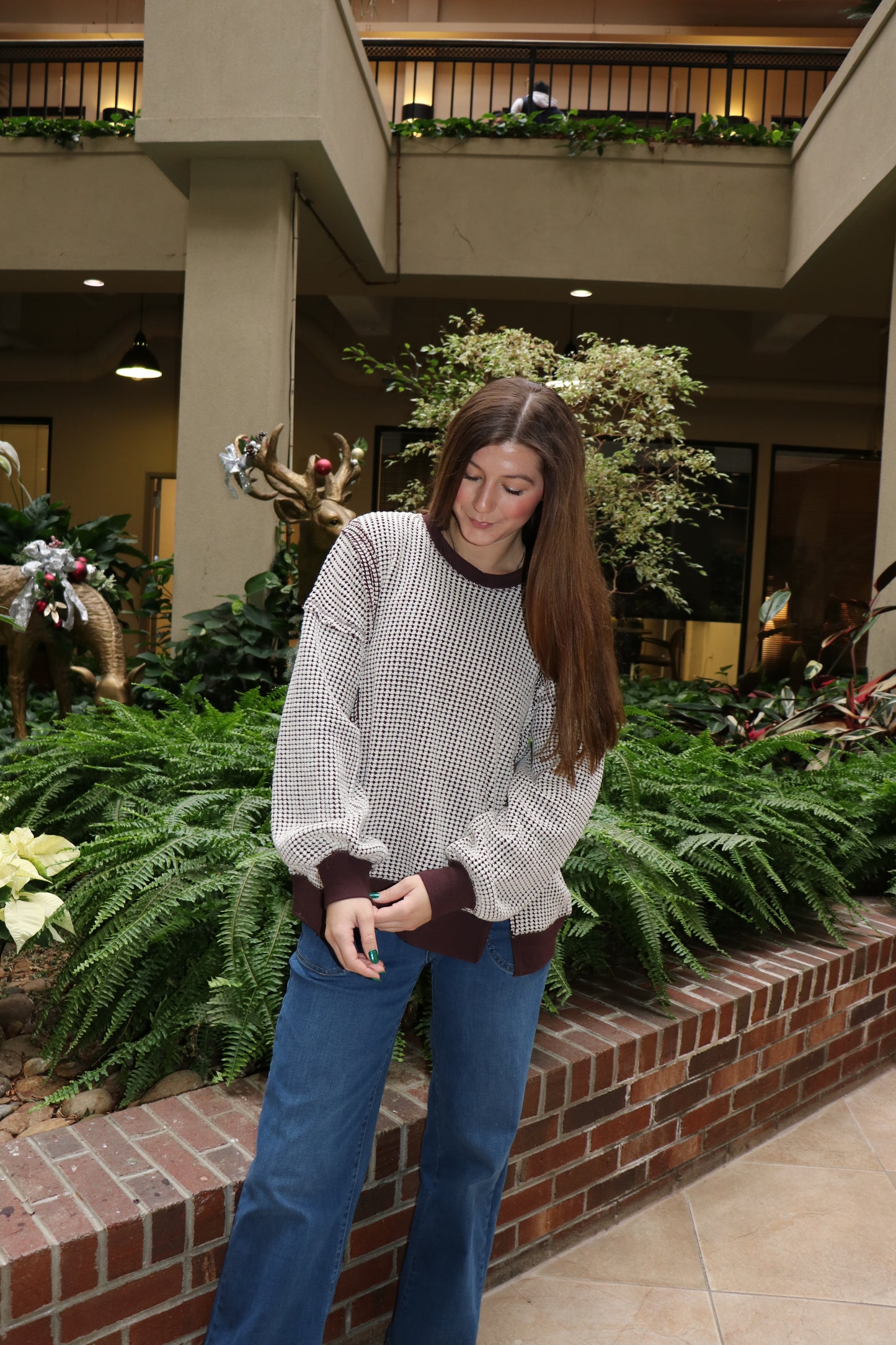 Oversized Waffle Knit Casual Top