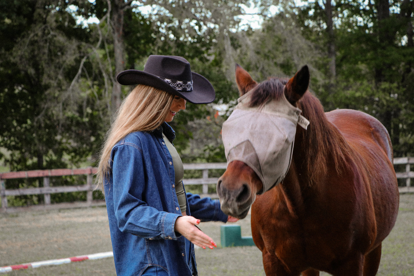 Vegan Felt Southwest Pattern Belt Cowboy Hat