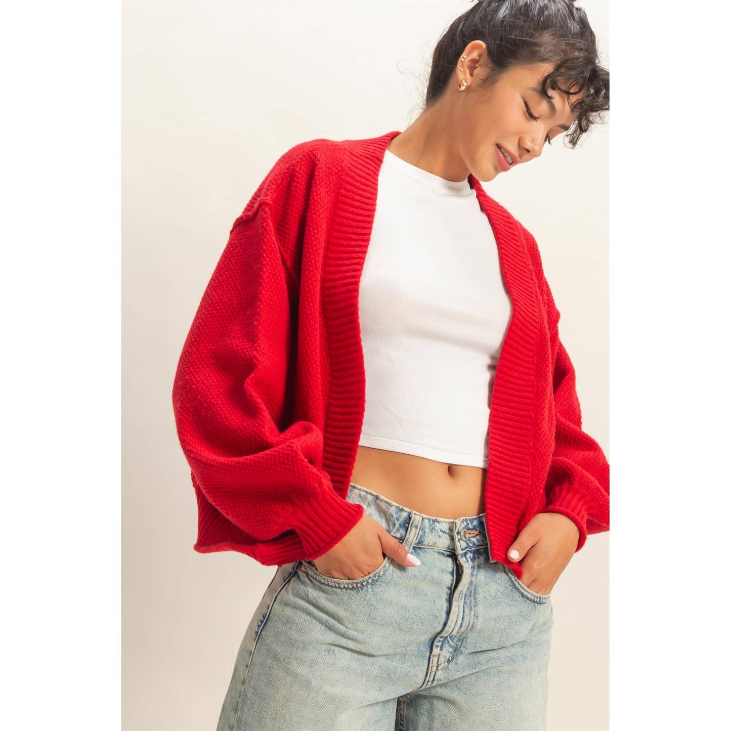 Oversized Textued Knit Cardigan Sweater