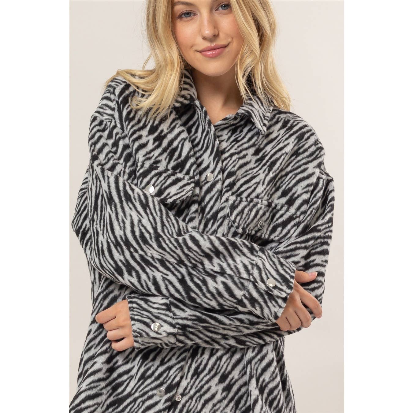 Zebra Pattern Oversized Shacket