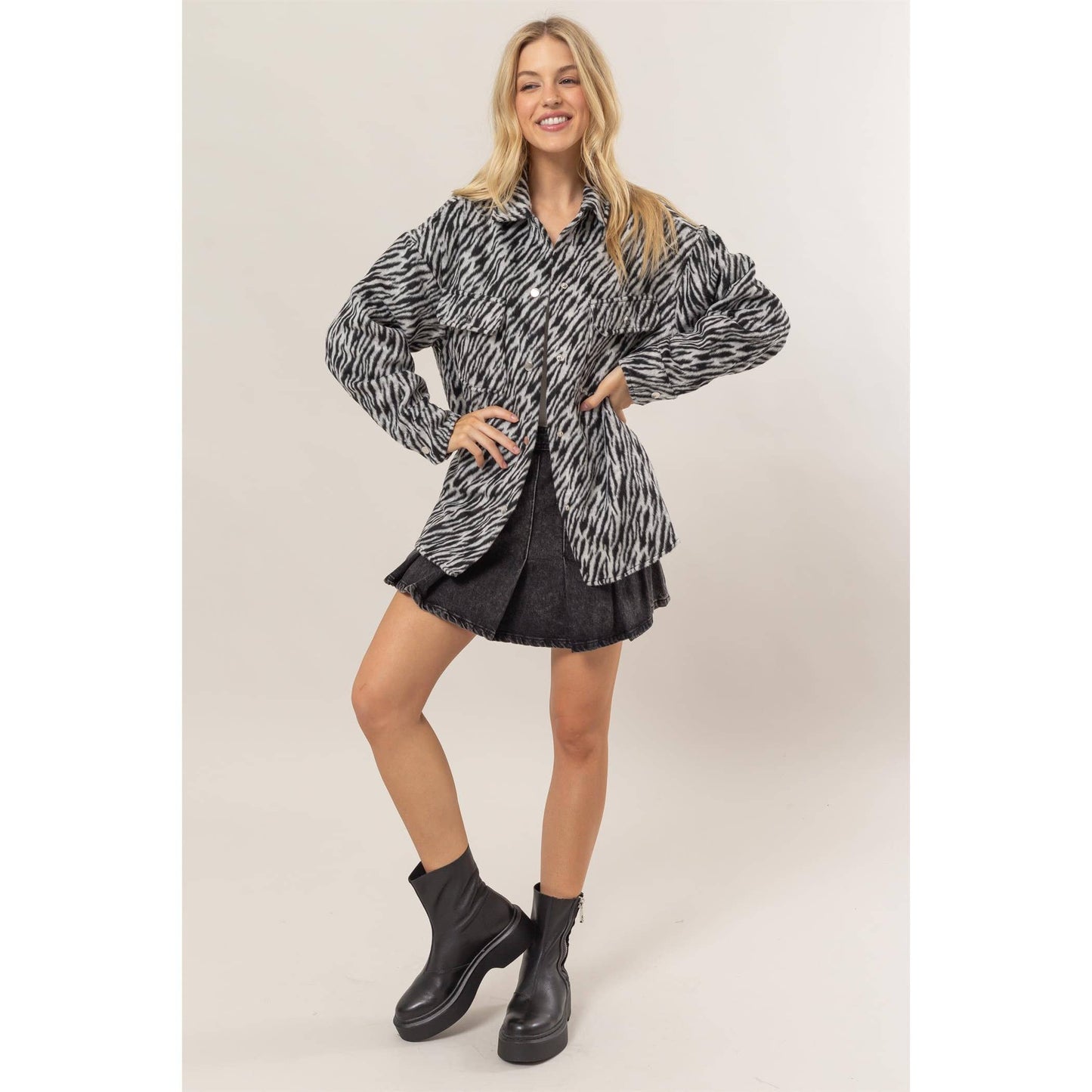 Zebra Pattern Oversized Shacket