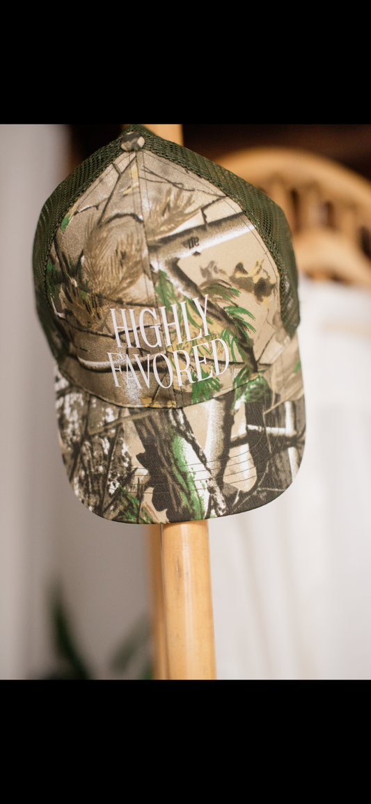 Highly Favored Camo Unisex Camo Adjustable Hat