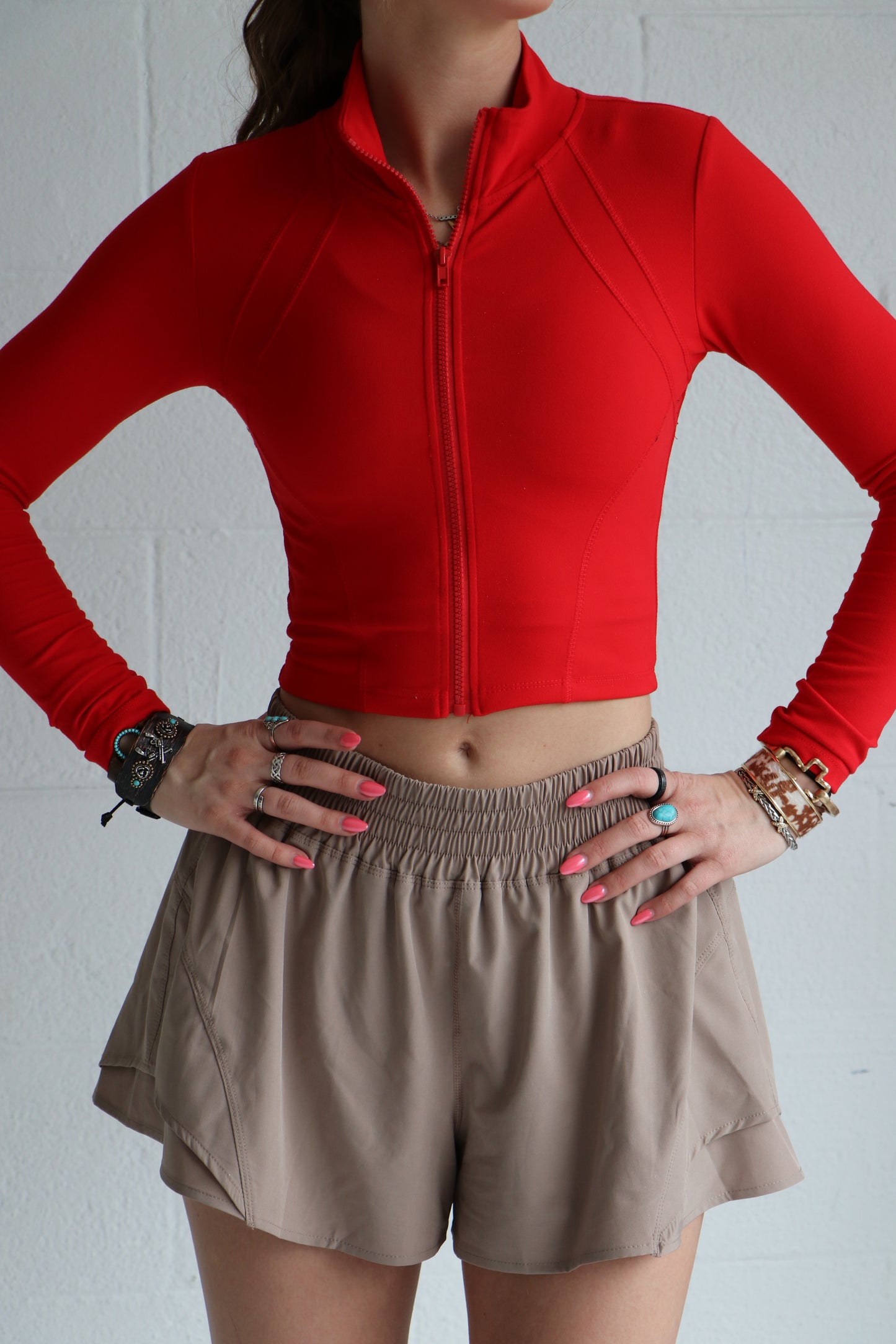 Long Sleeve Mock Neck Zip-Up Workout Jacket