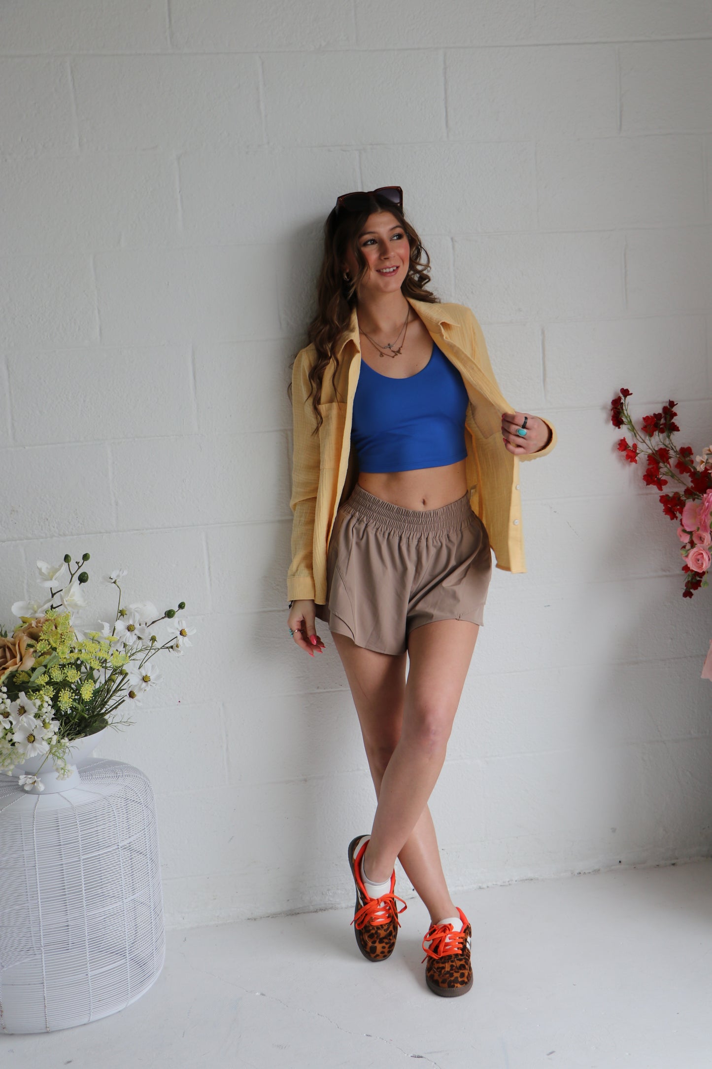 Beach Banana Cotton Gauze Button Up Long Sleeve Top