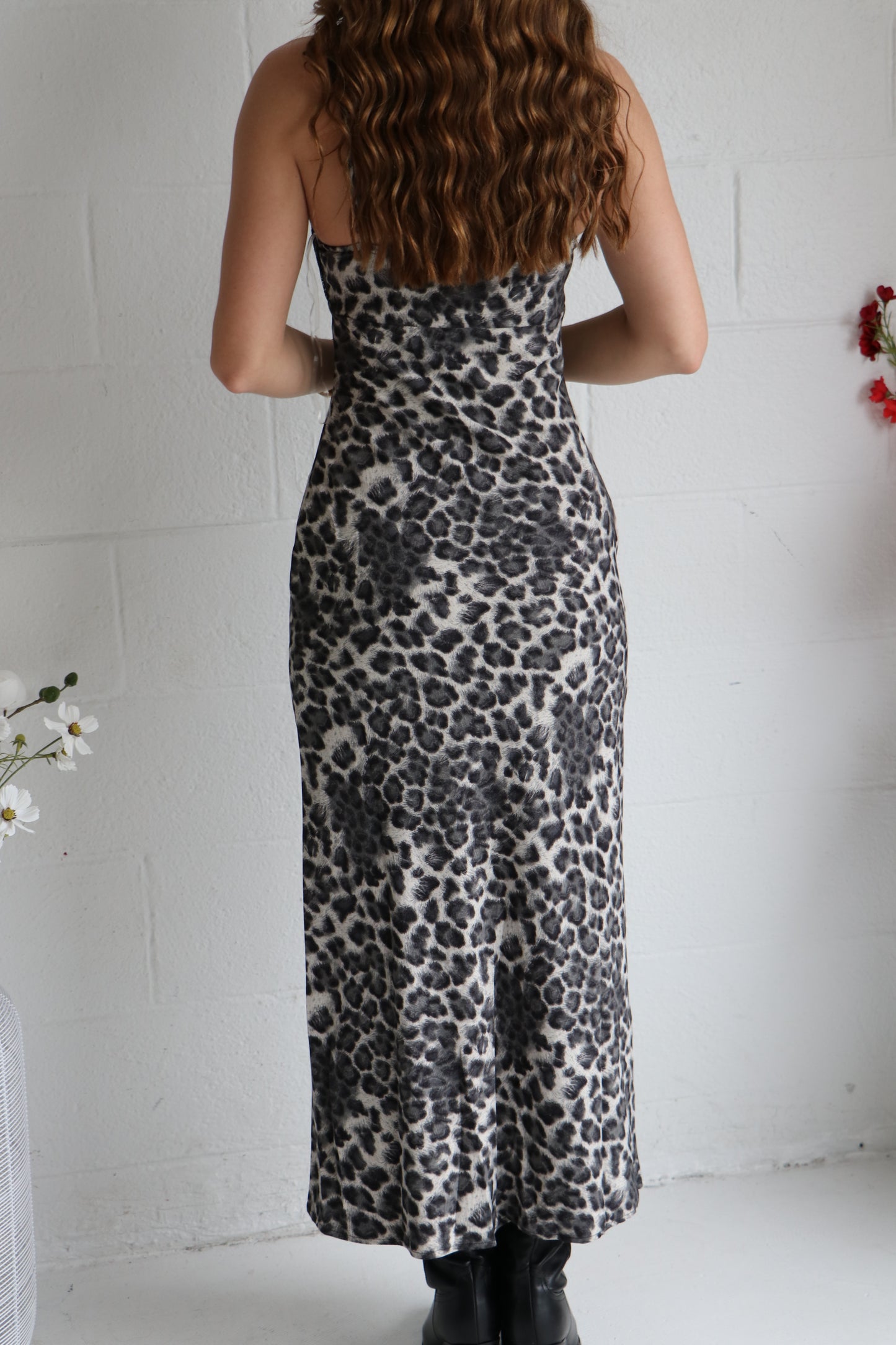 Lace-Trimmed Leopard Print Slip Dress