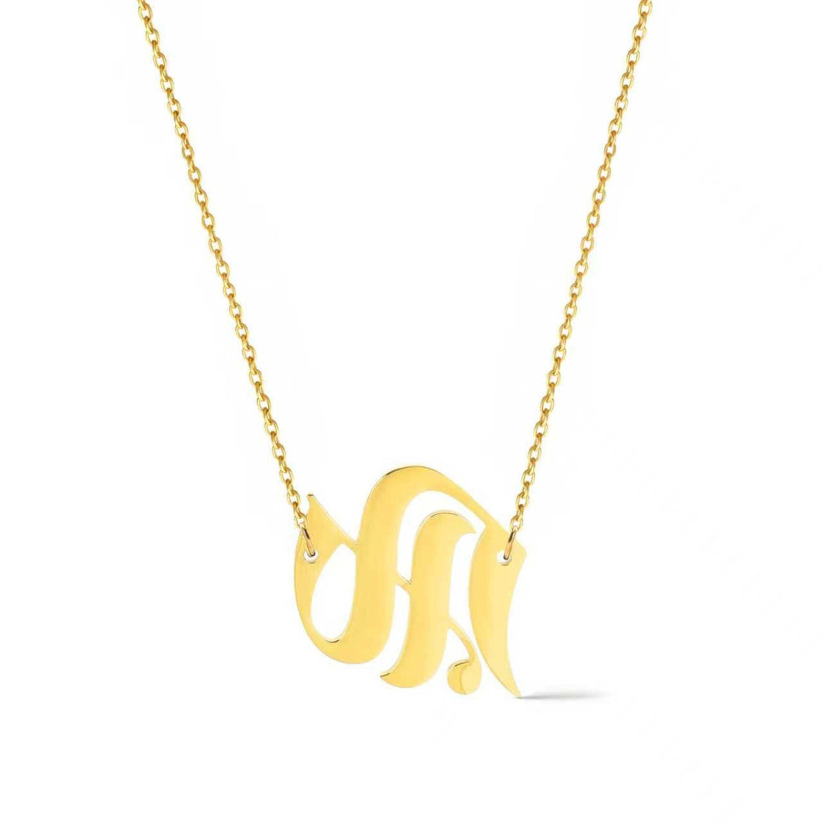 Timeless Gothic Initial Necklace, Waterproof Steel