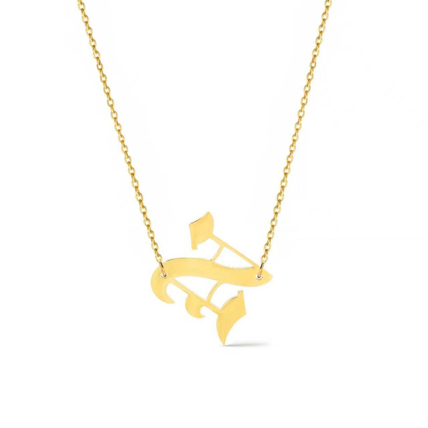 Timeless Gothic Initial Necklace, Waterproof Steel