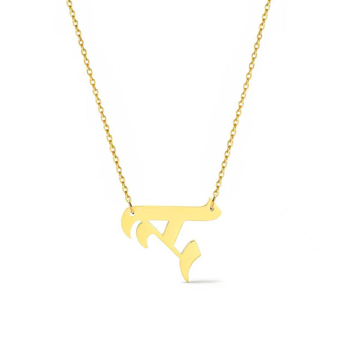 Timeless Gothic Initial Necklace, Waterproof Steel