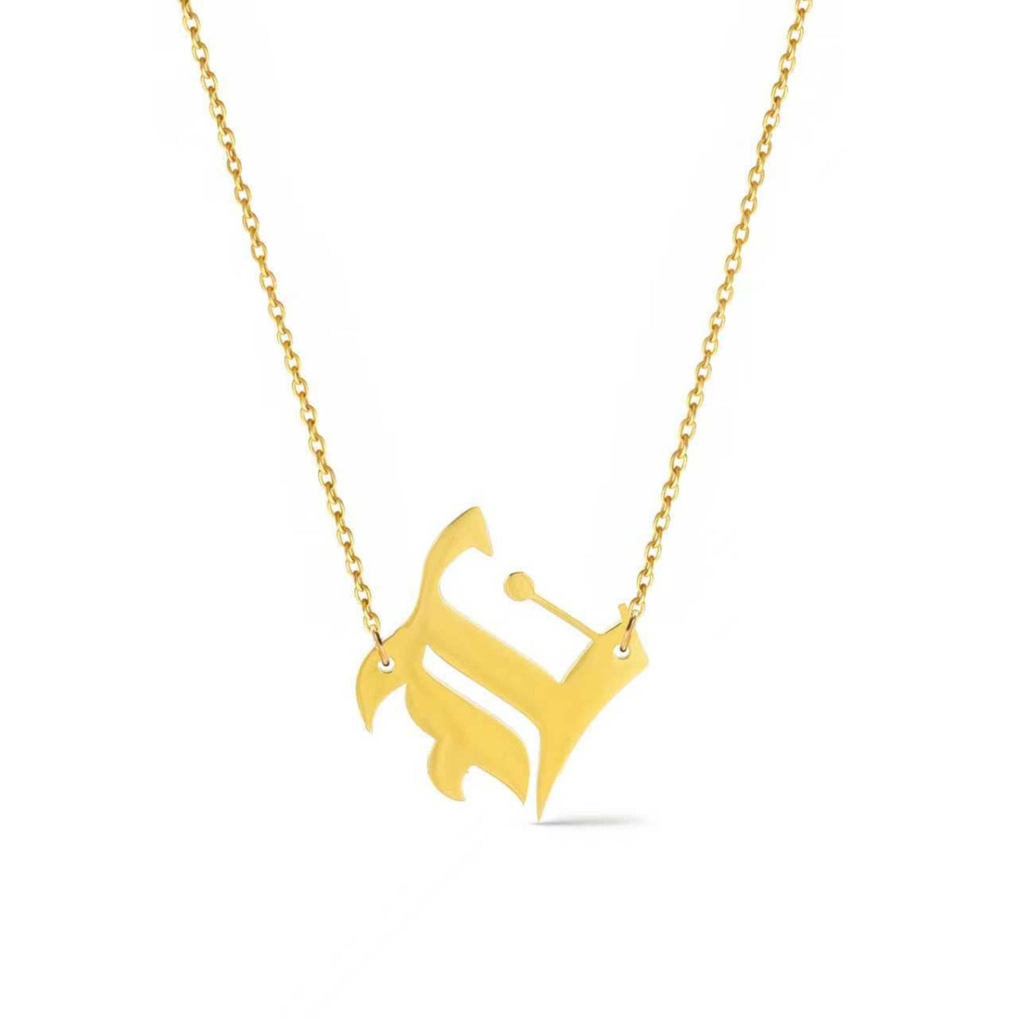Timeless Gothic Initial Necklace, Waterproof Steel