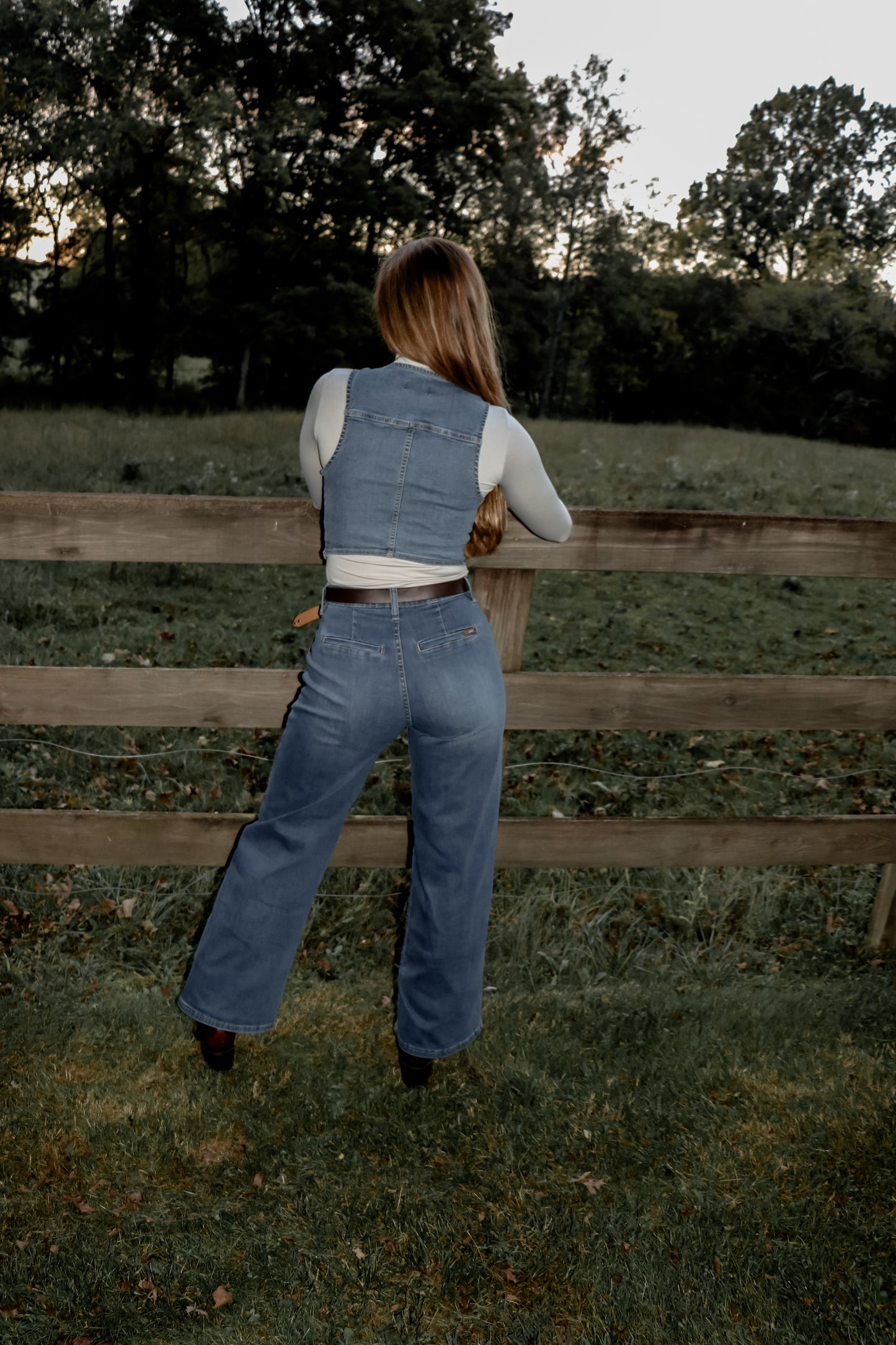 Structured Sleeveless Denim Button Up Vest