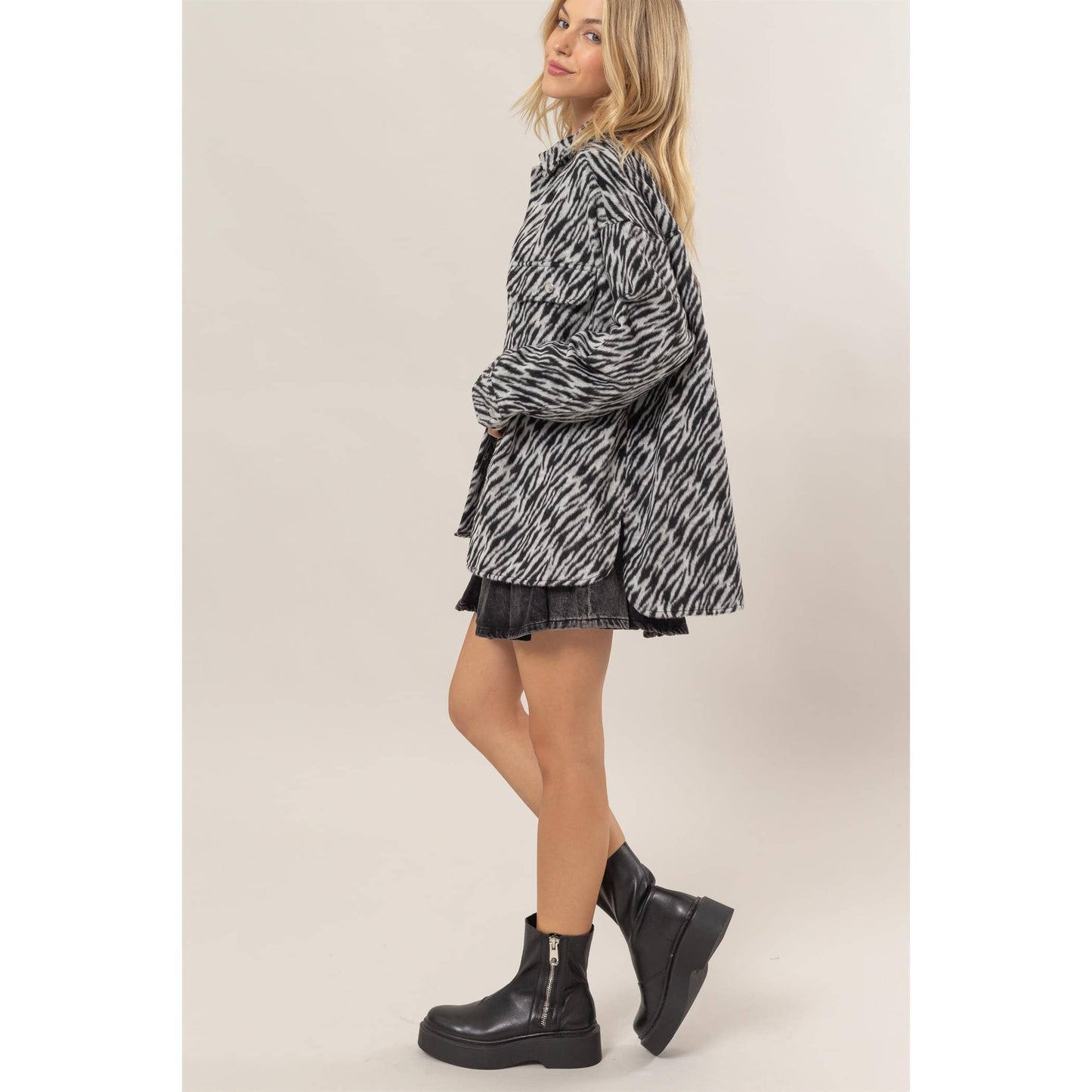 Zebra Pattern Oversized Shacket