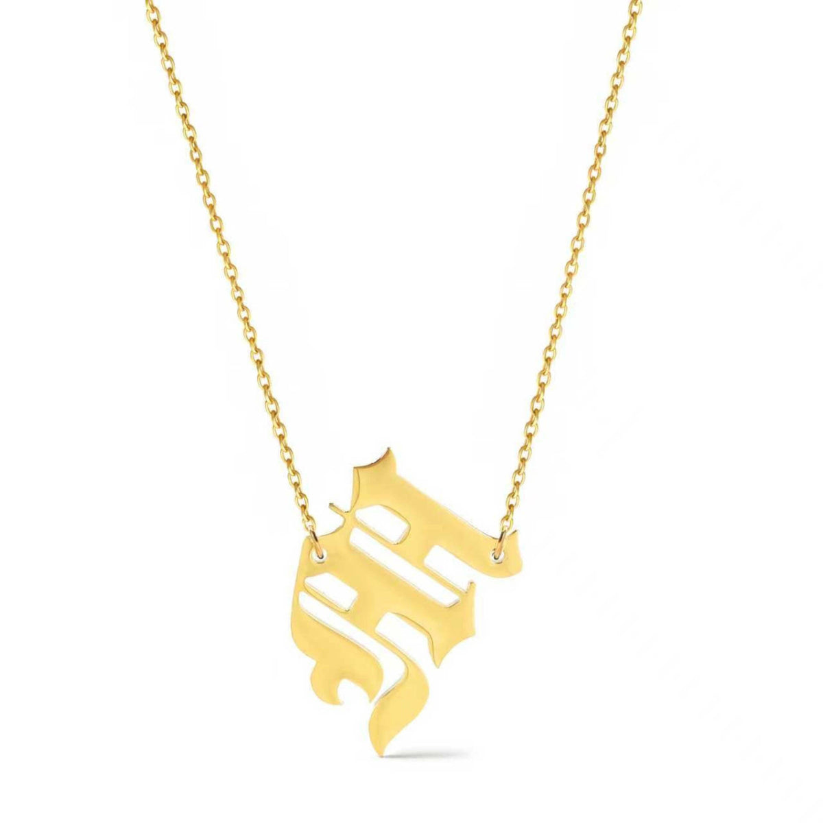 Timeless Gothic Initial Necklace, Waterproof Steel