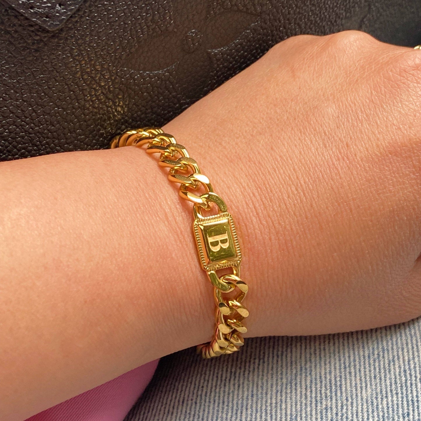 Uptown Cuban Chain Initial Bracelet