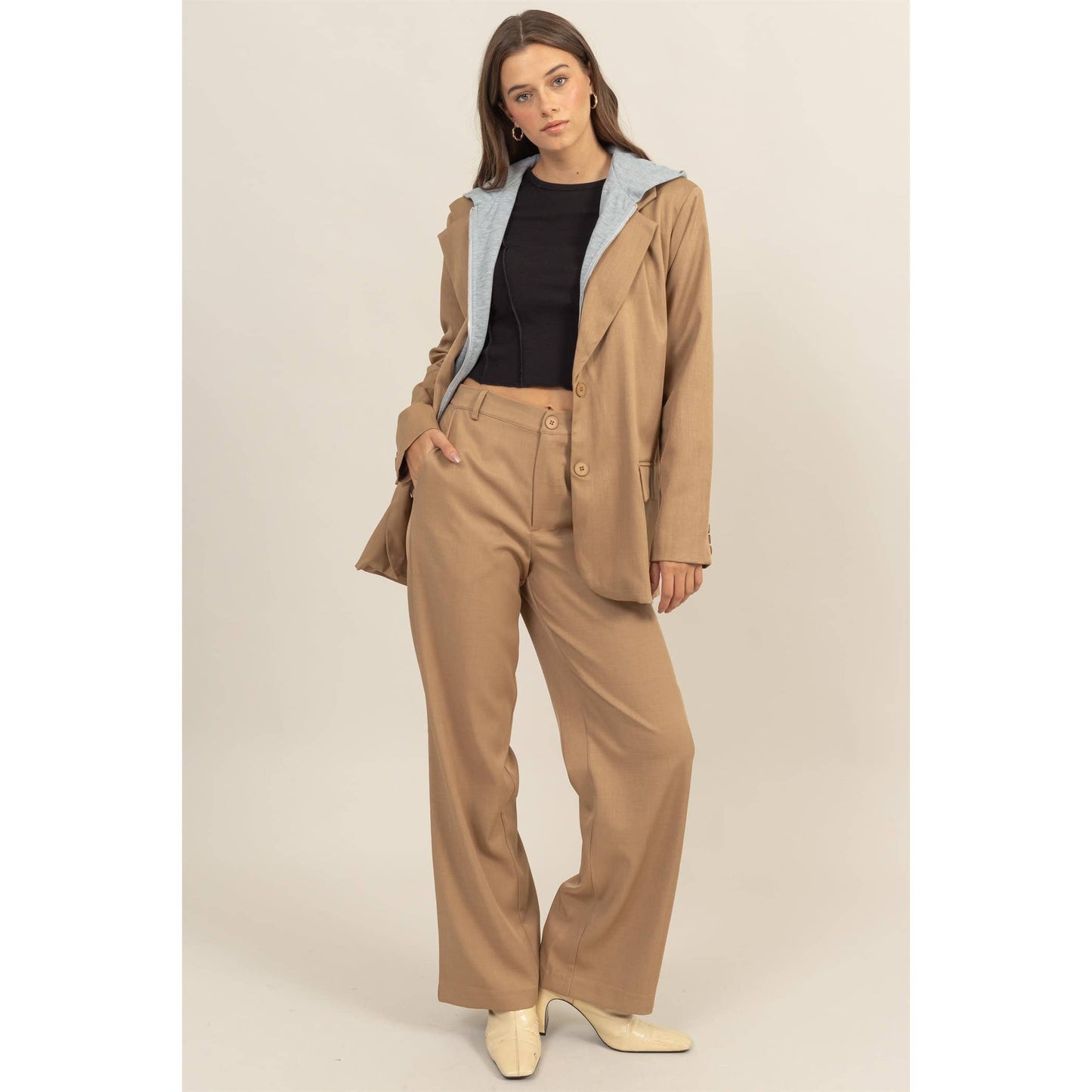 High Waist Straight Leg Trouser Pants