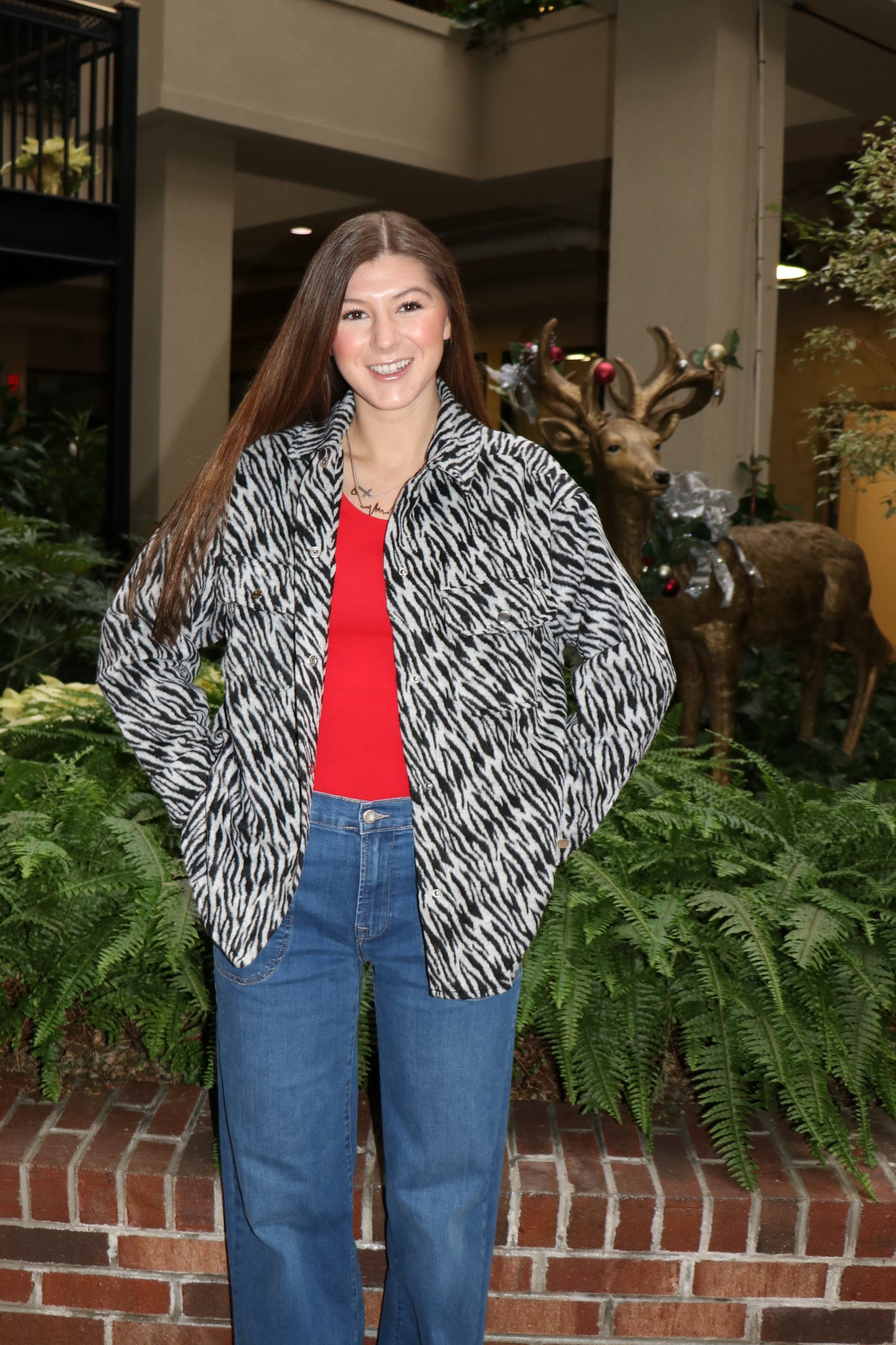 Zebra Pattern Oversized Shacket