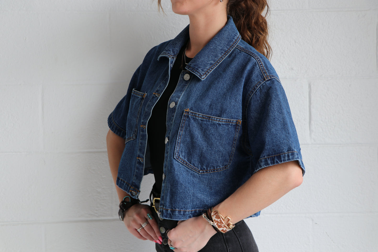 The Out West Cropped Denim Top