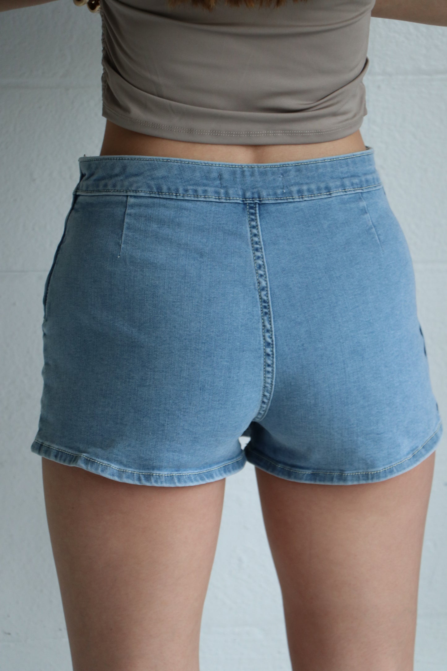 Wrap Front Zip Up Denim Skort