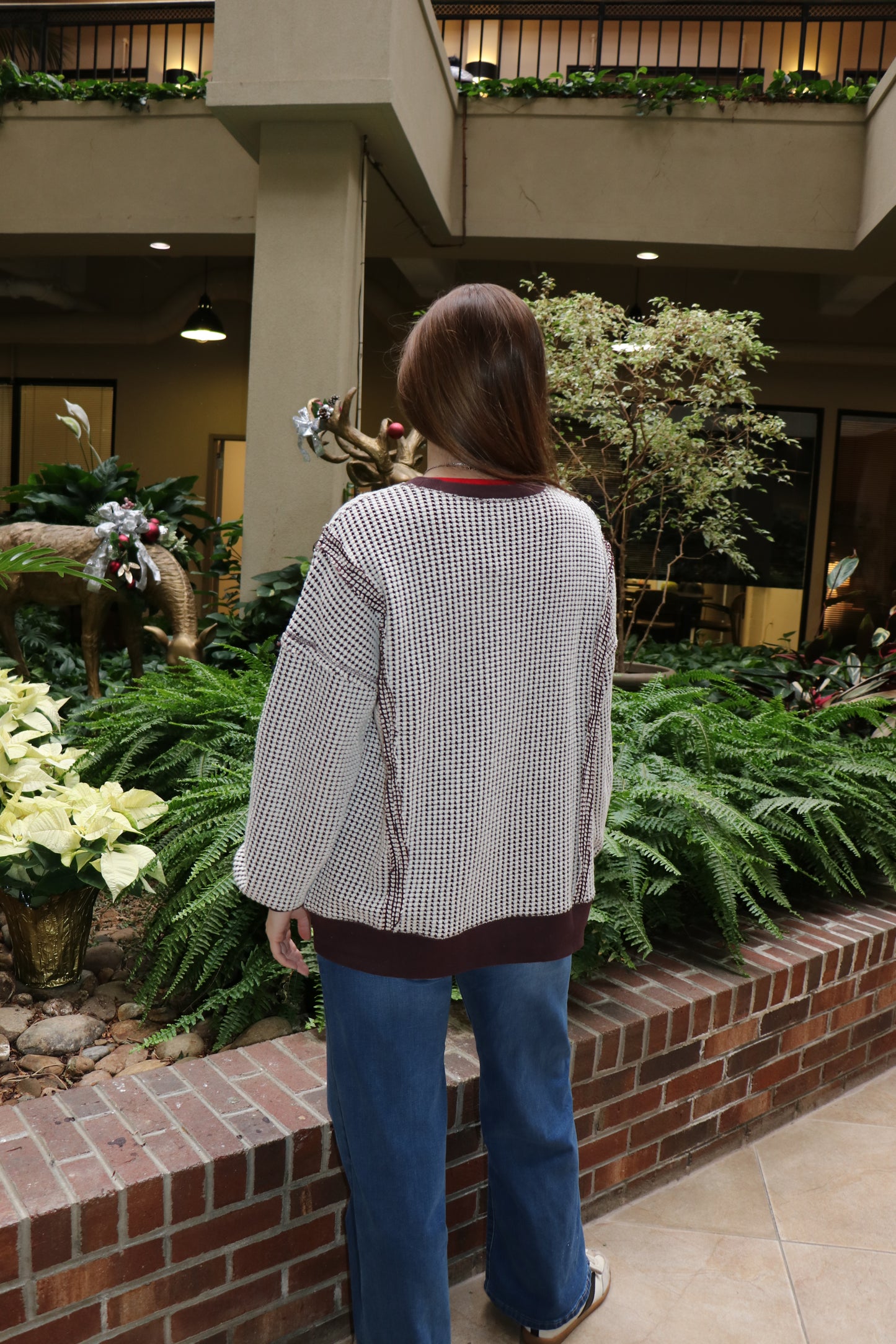 Oversized Waffle Knit Casual Top