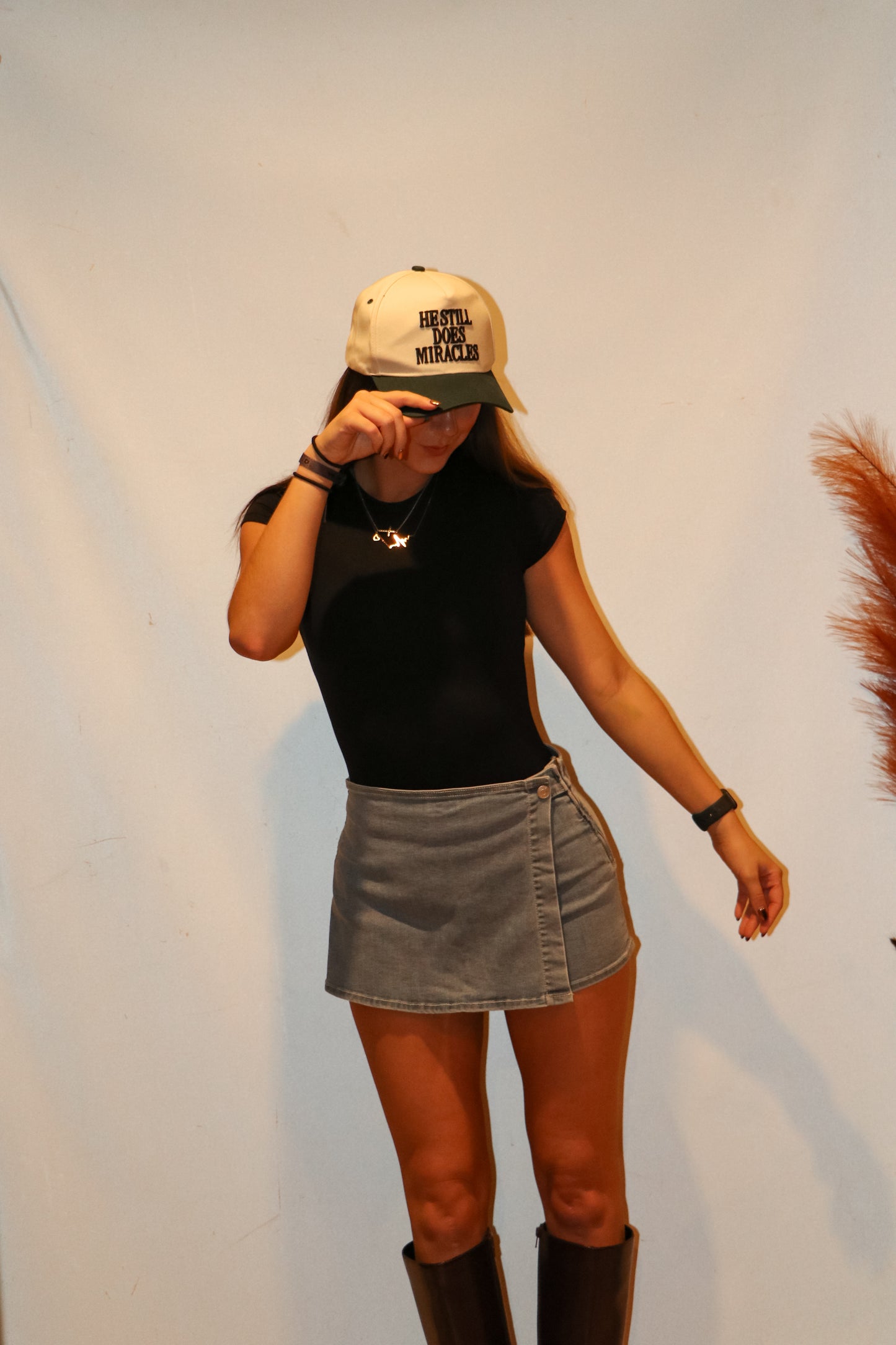 Wrap Front Zip Up Denim Skort