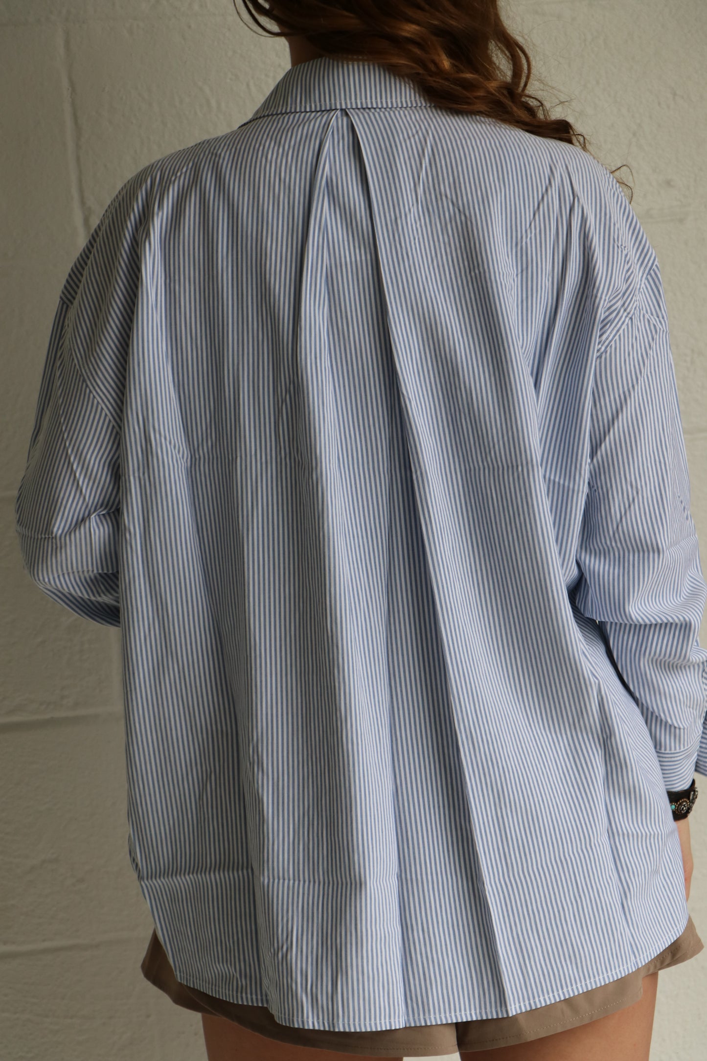 The Coastal Classic Oversized Stripe Shirt | Blue & White Button-Up