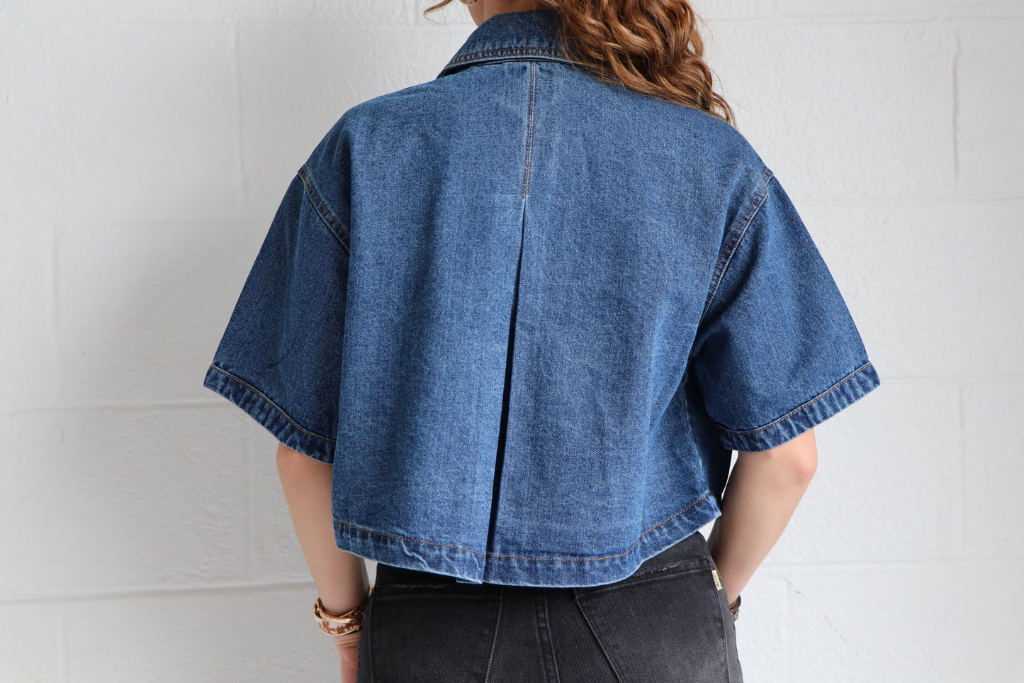 The Out West Cropped Denim Top