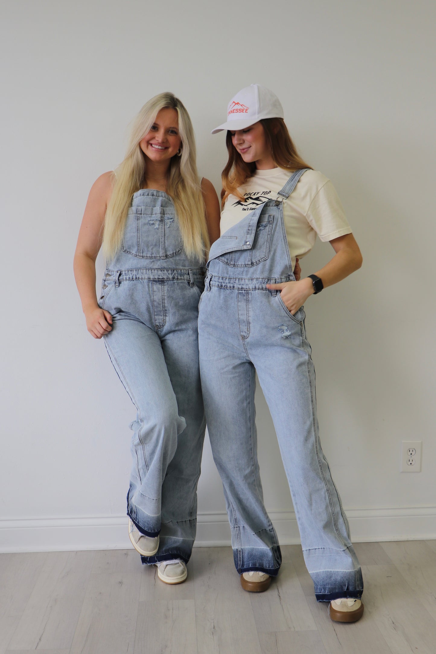 Light Wash Flare Overalls