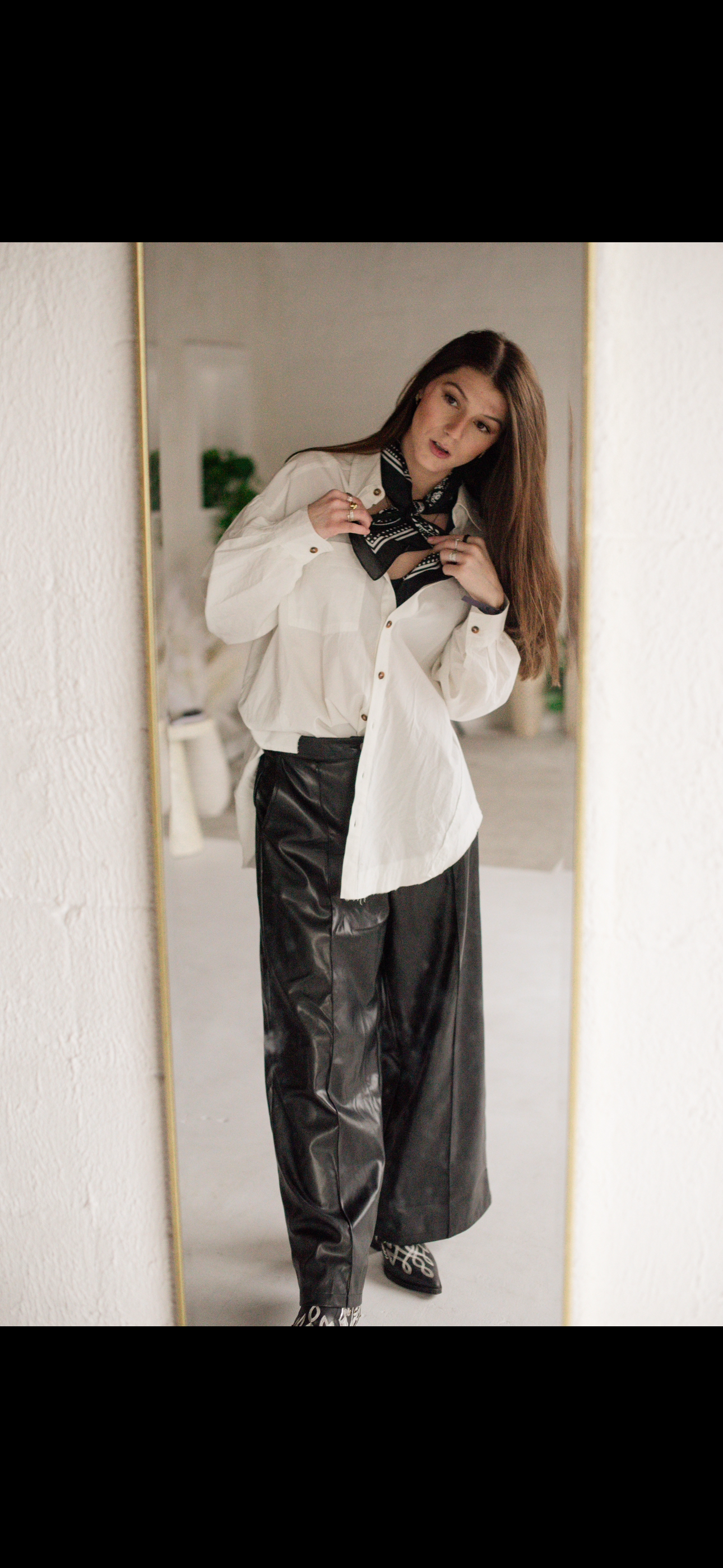 Vegan Leather Wide Leg Elastic Back Pants