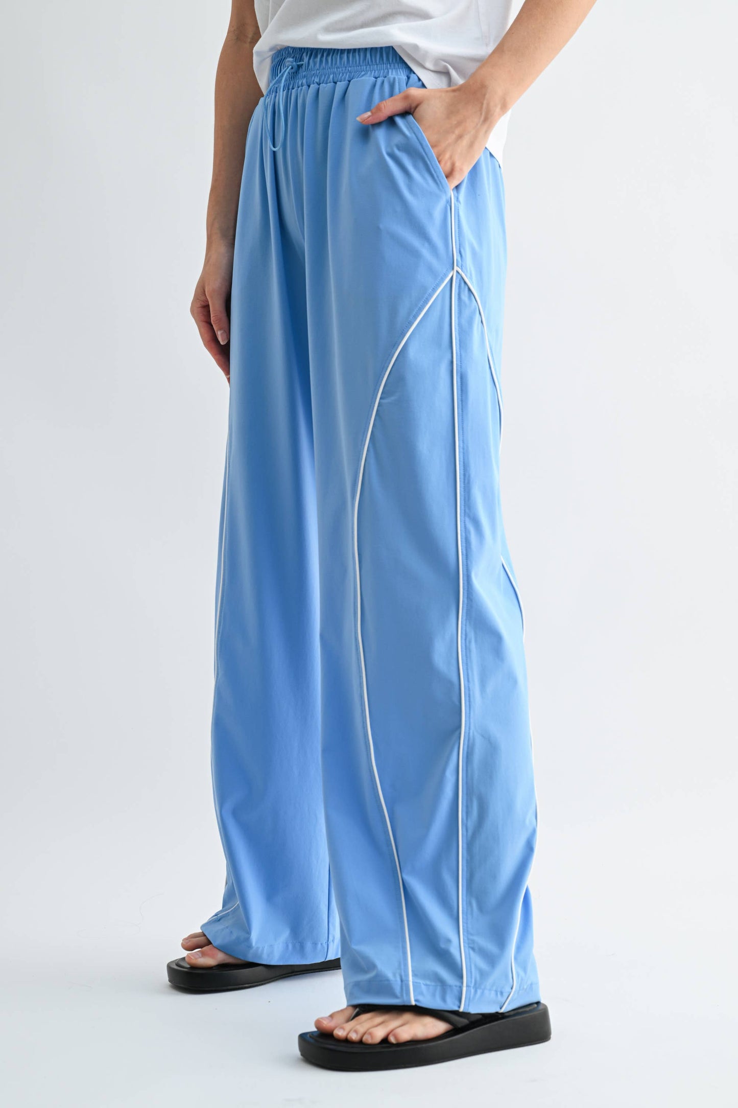 Off-Duty On-The-Go Track Pants | Wide Leg Nylon Pant