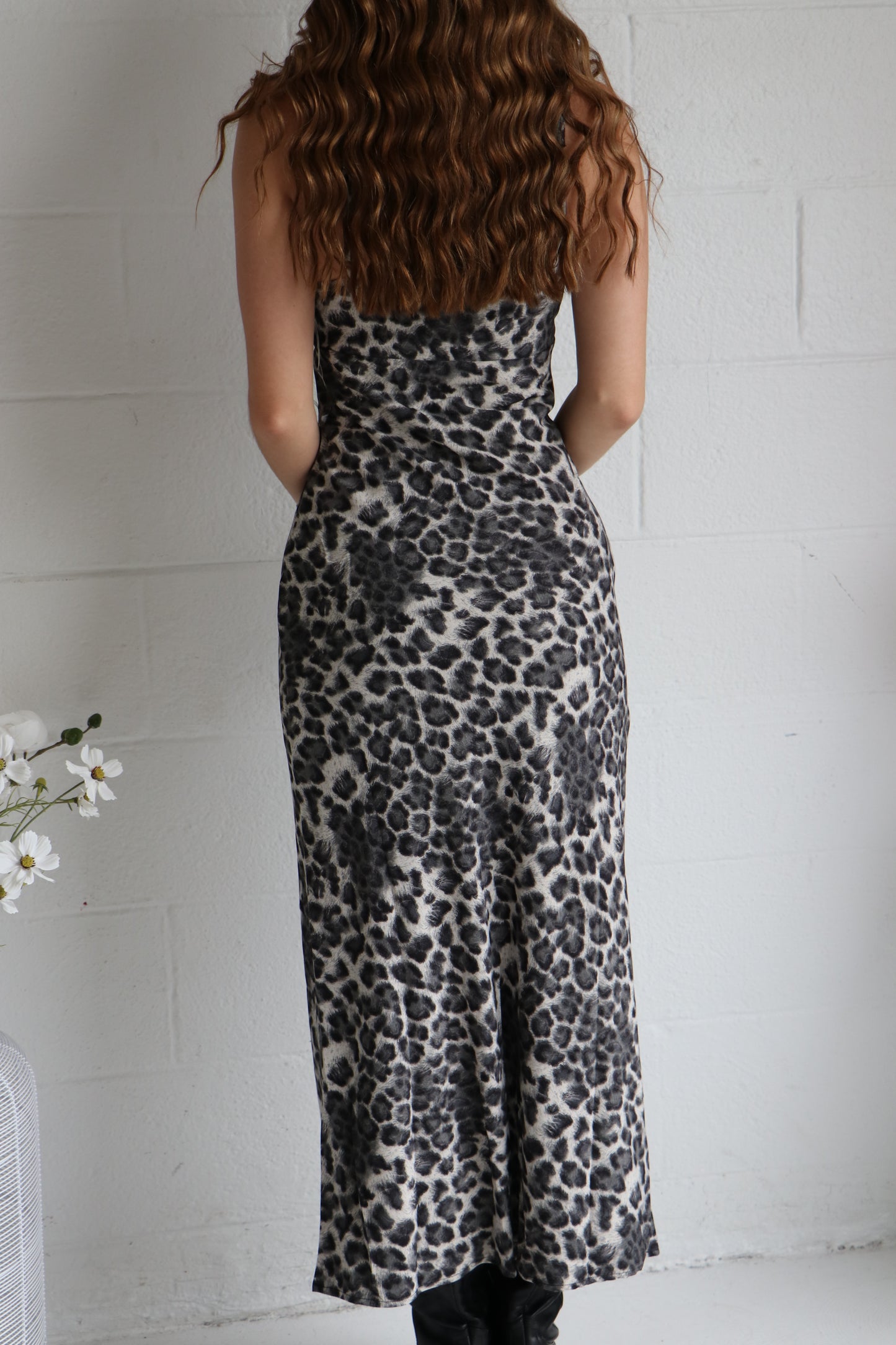 Lace-Trimmed Leopard Print Slip Dress