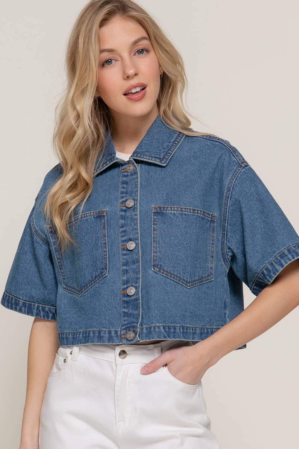 The Out West Cropped Denim Top