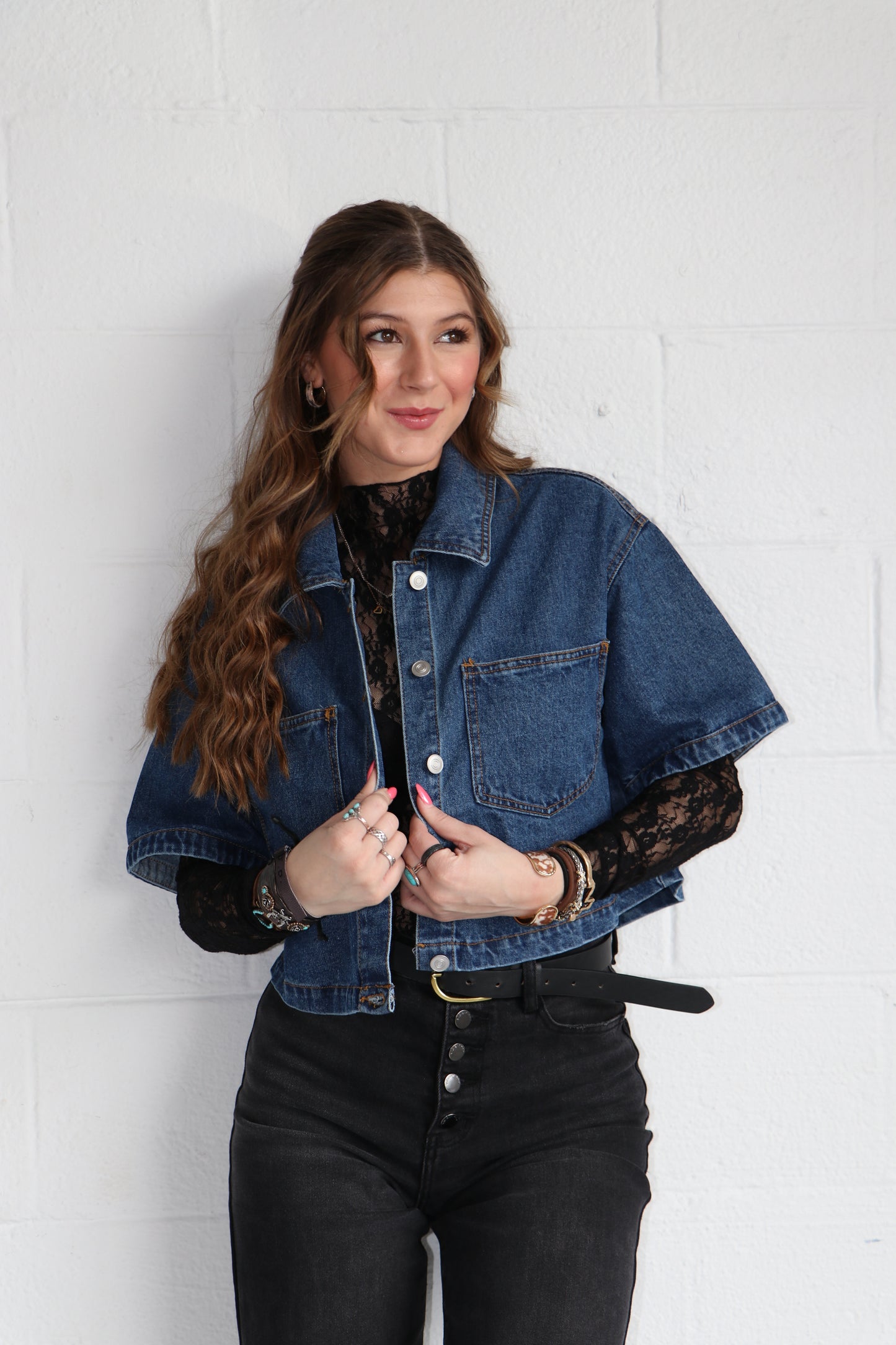 The Out West Cropped Denim Top