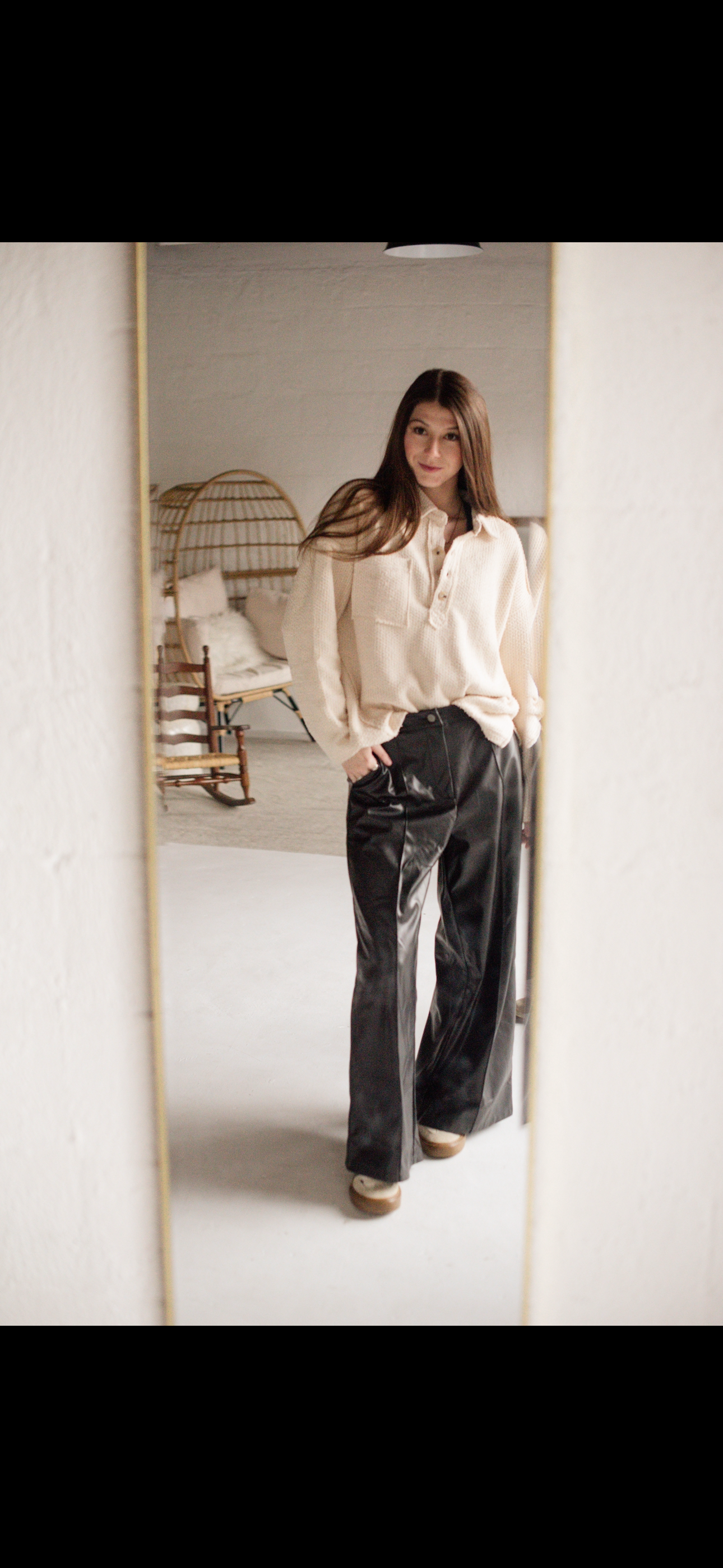 Vegan Leather Wide Leg Elastic Back Pants