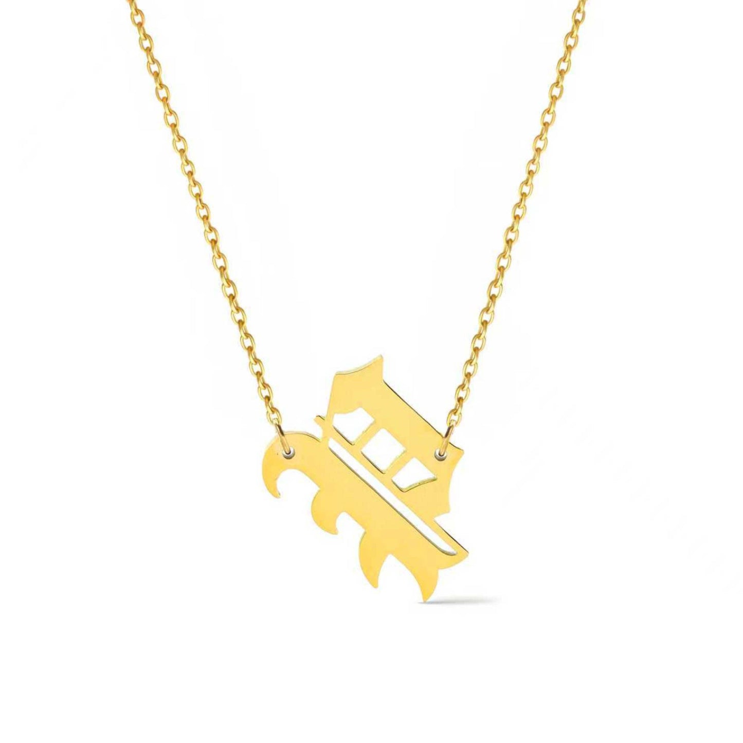Timeless Gothic Initial Necklace, Waterproof Steel