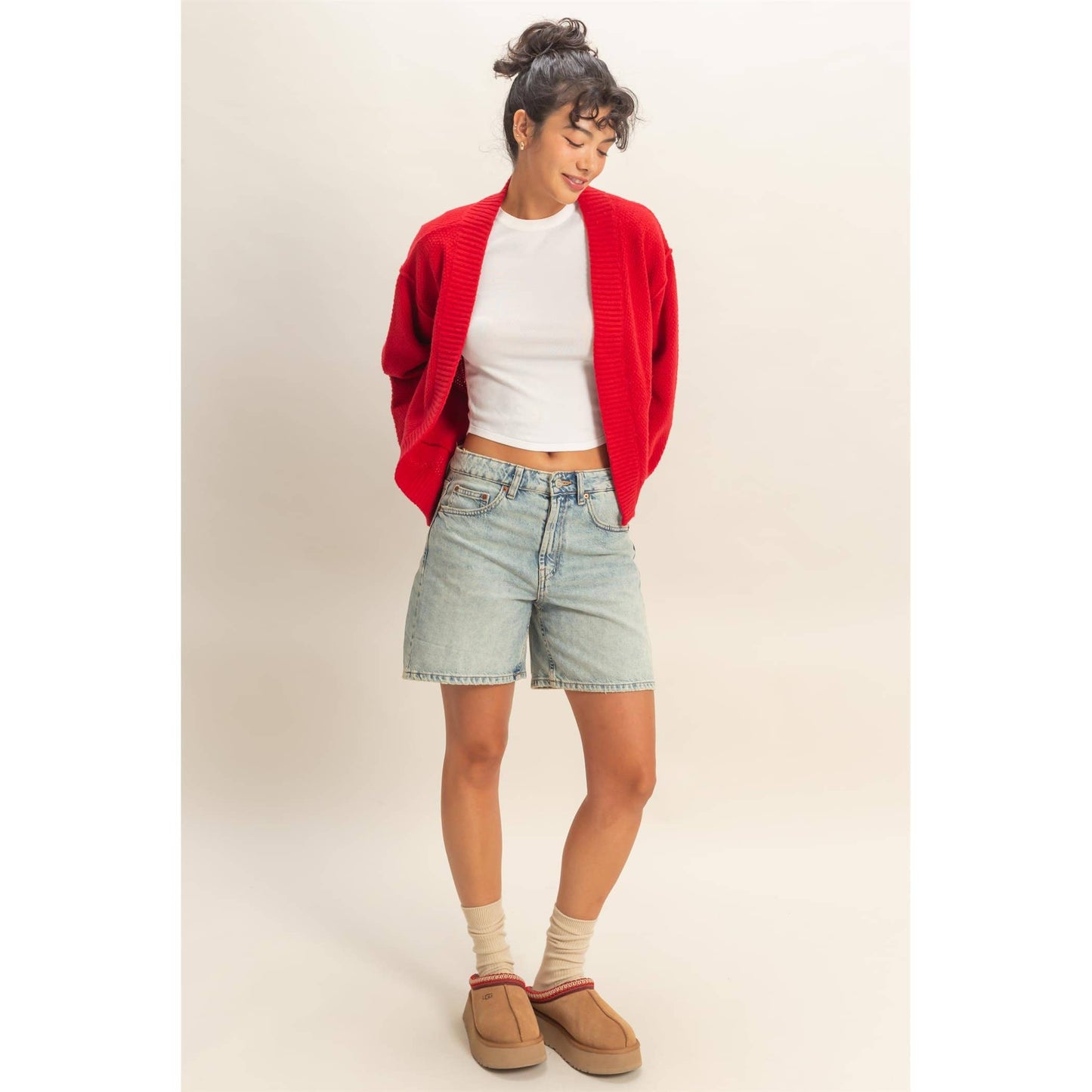 Oversized Textued Knit Cardigan Sweater