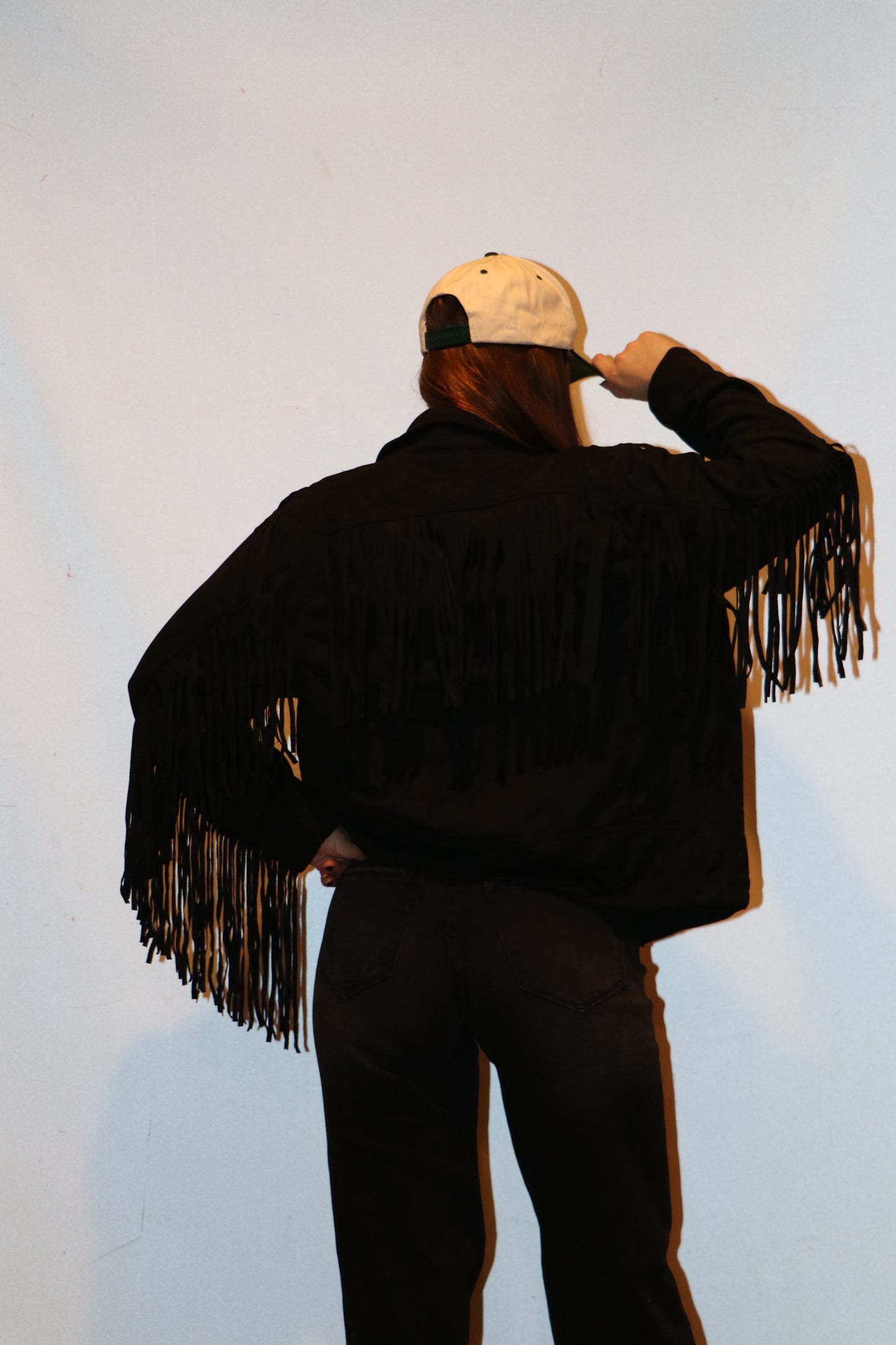 Suede Fringe Snap Button Jacket