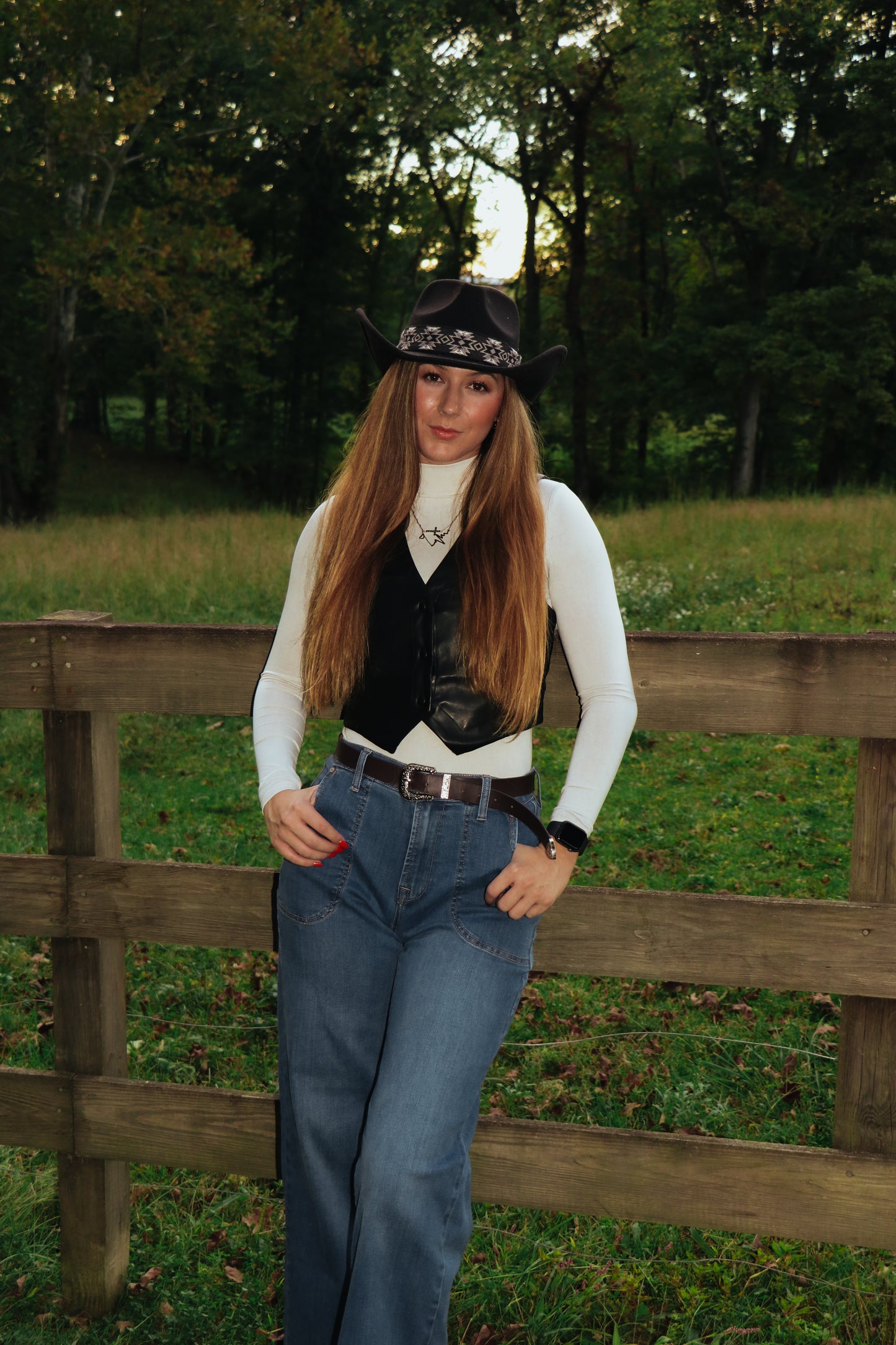 Faux Leather SleevelessButton Up Vest