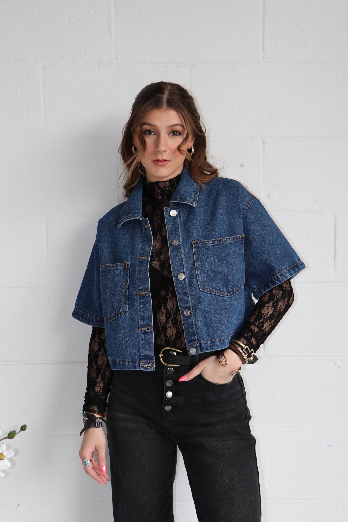 The Out West Cropped Denim Top