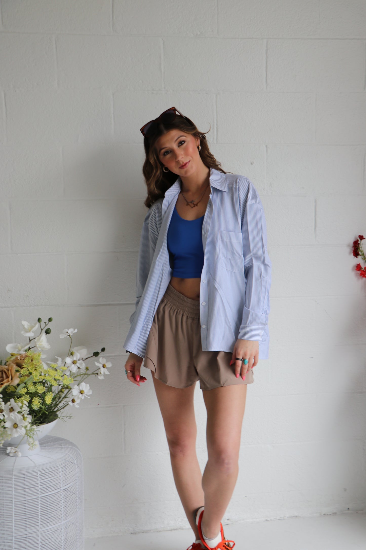 The Coastal Classic Oversized Stripe Shirt | Blue & White Button-Up