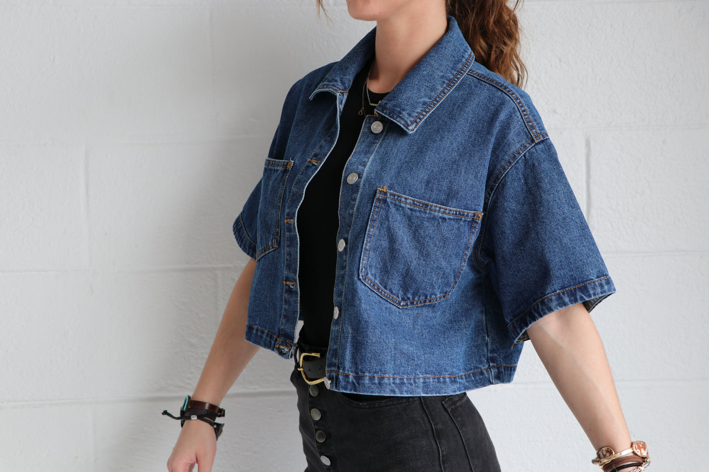 The Out West Cropped Denim Top