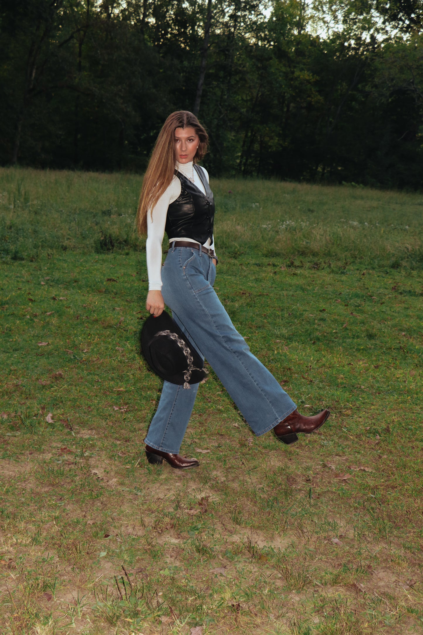 Faux Leather SleevelessButton Up Vest