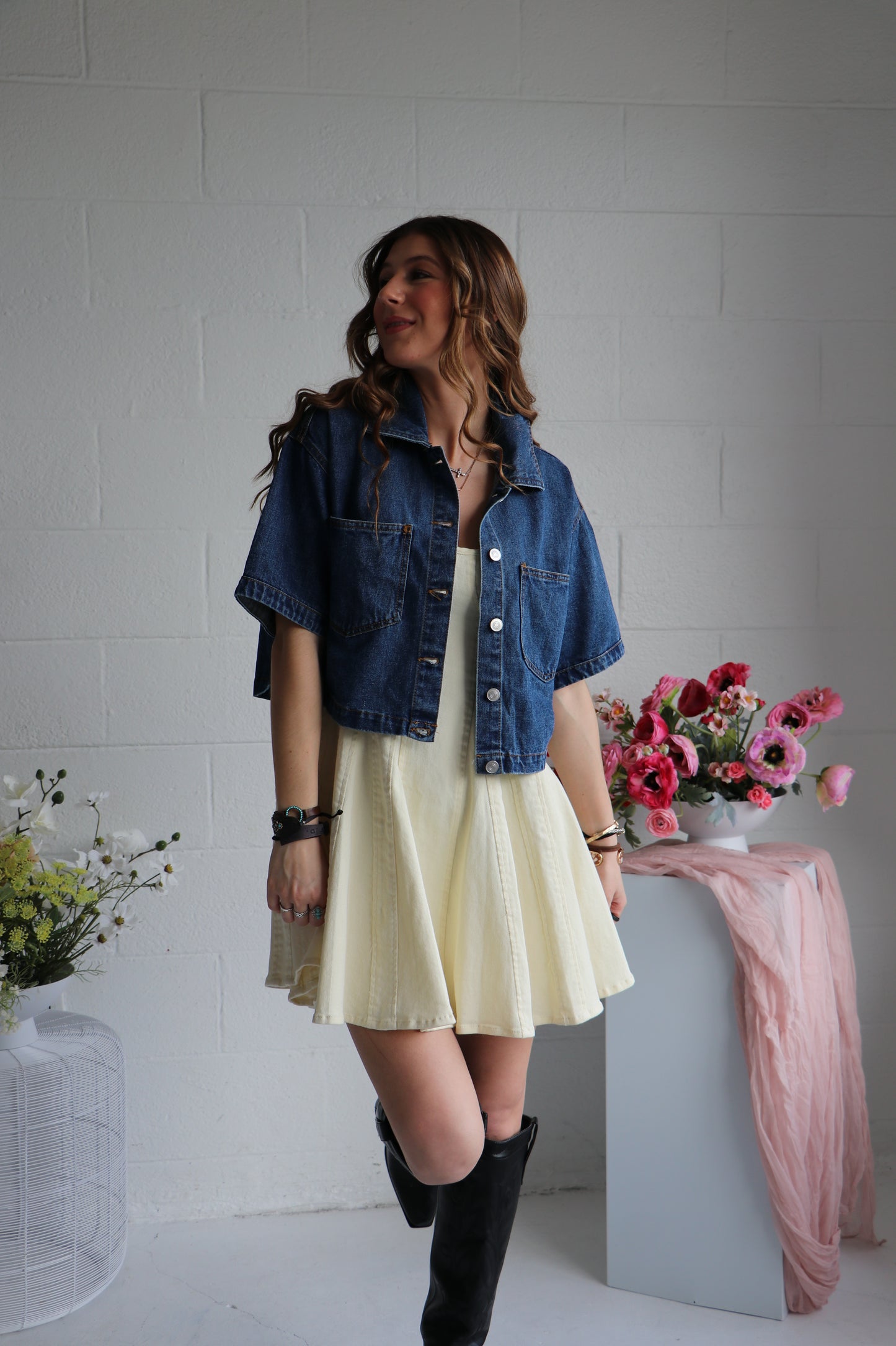 The Out West Cropped Denim Top