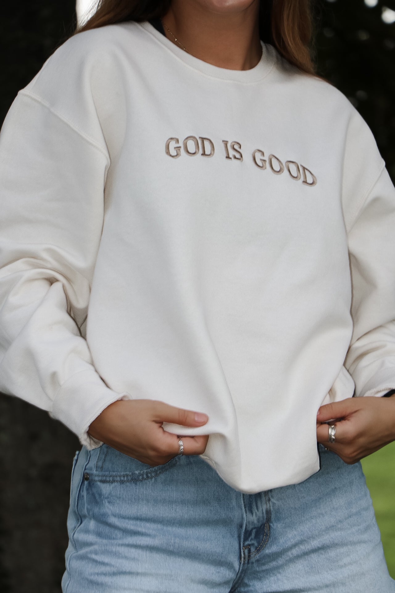 Embroidered GOD IS GOOD Sweatshirt