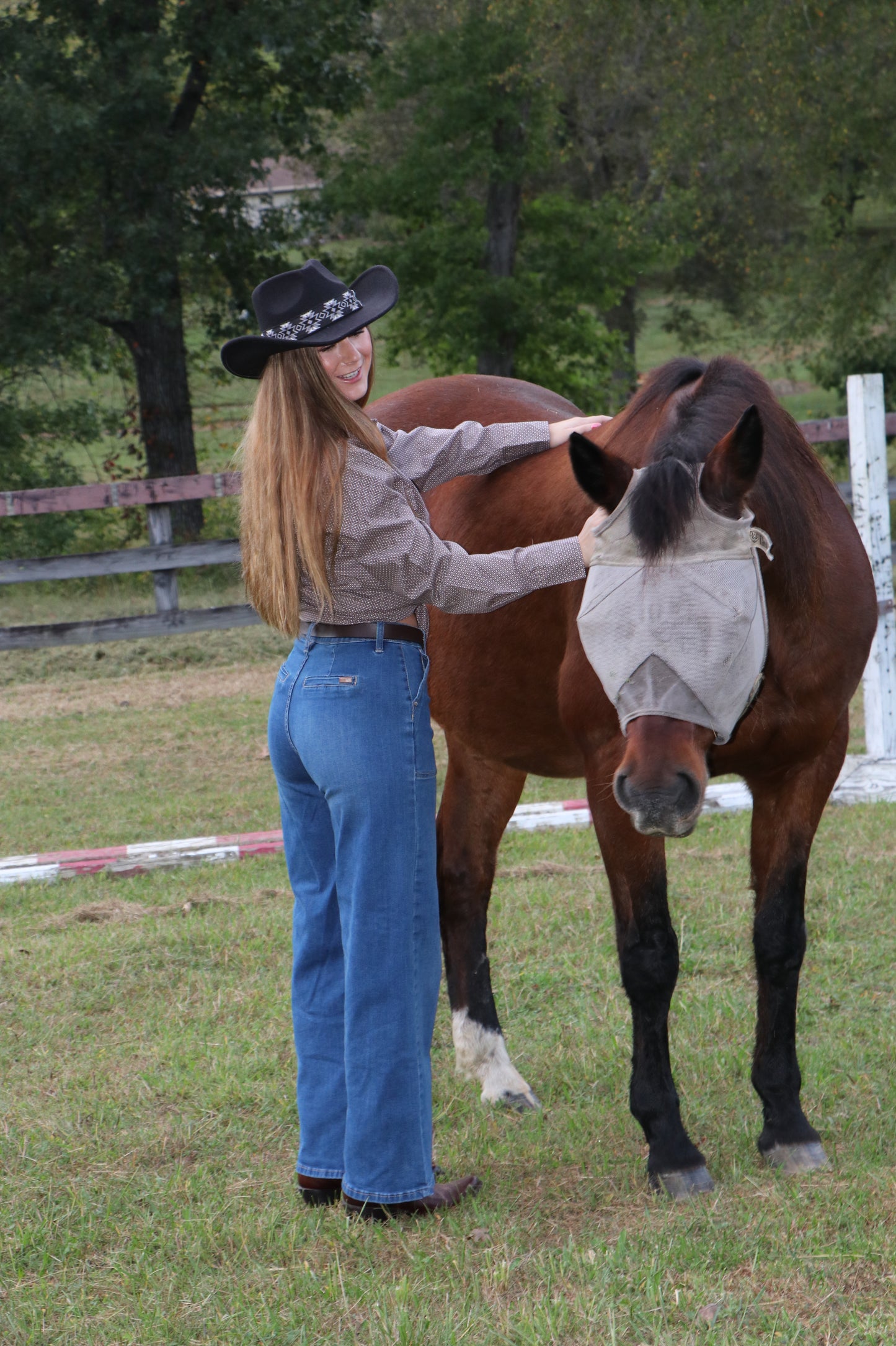 Medium Wash High Rise Patched Pocket Wide Leg Jeans