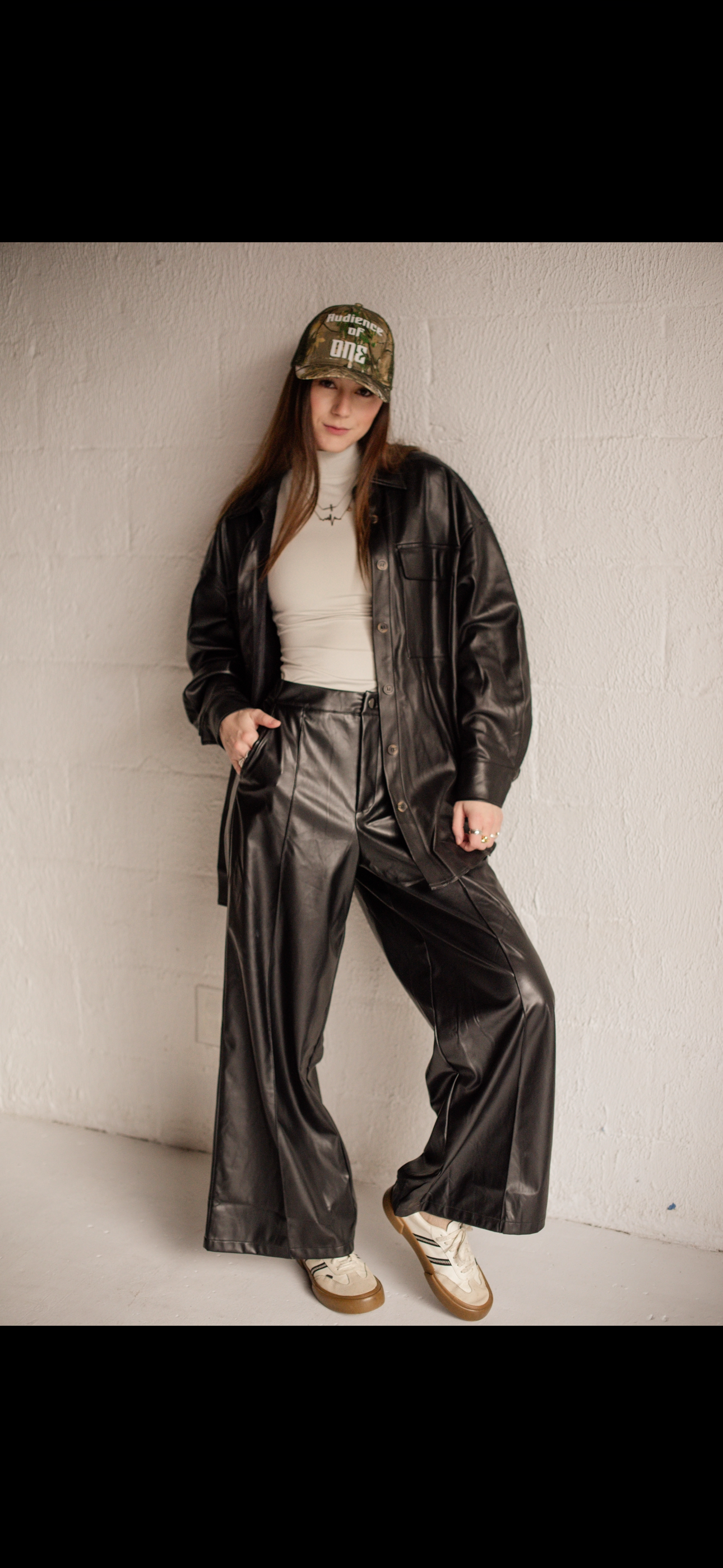 Vegan Leather Wide Leg Elastic Back Pants