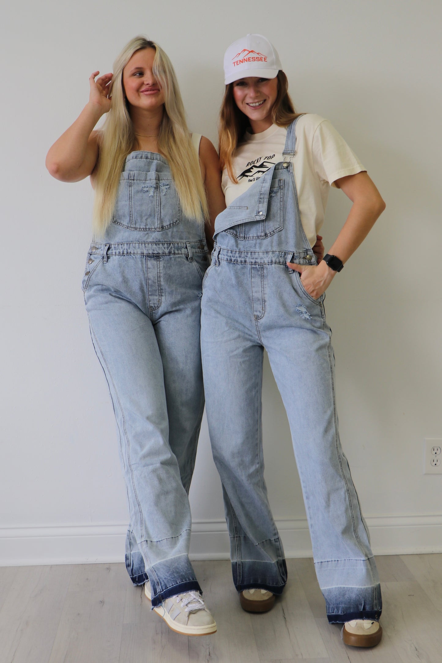 Light Wash Flare Overalls