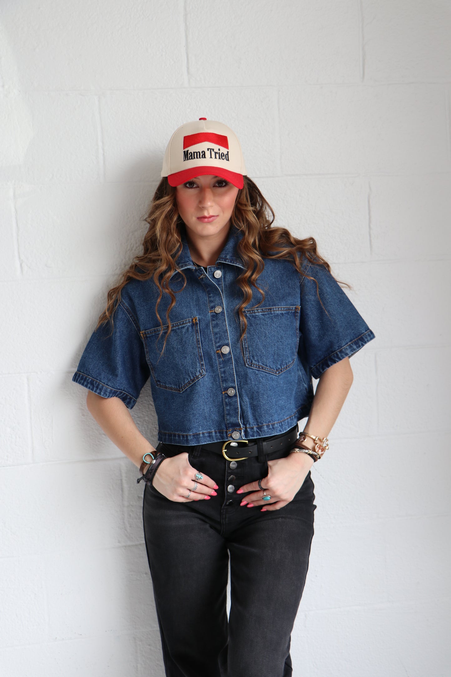 The Out West Cropped Denim Top
